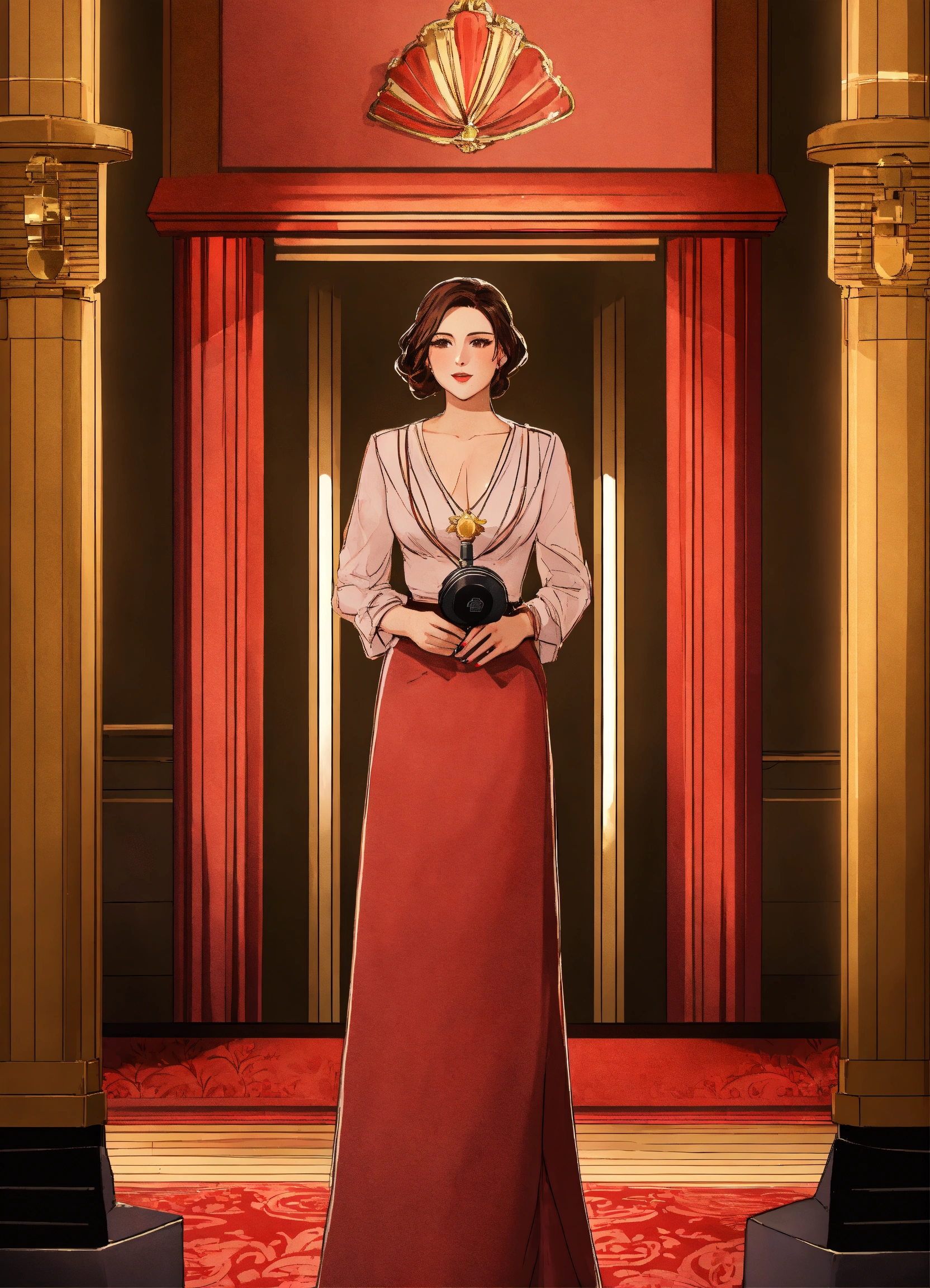Lexica - A noble woman standing in front of the microphone