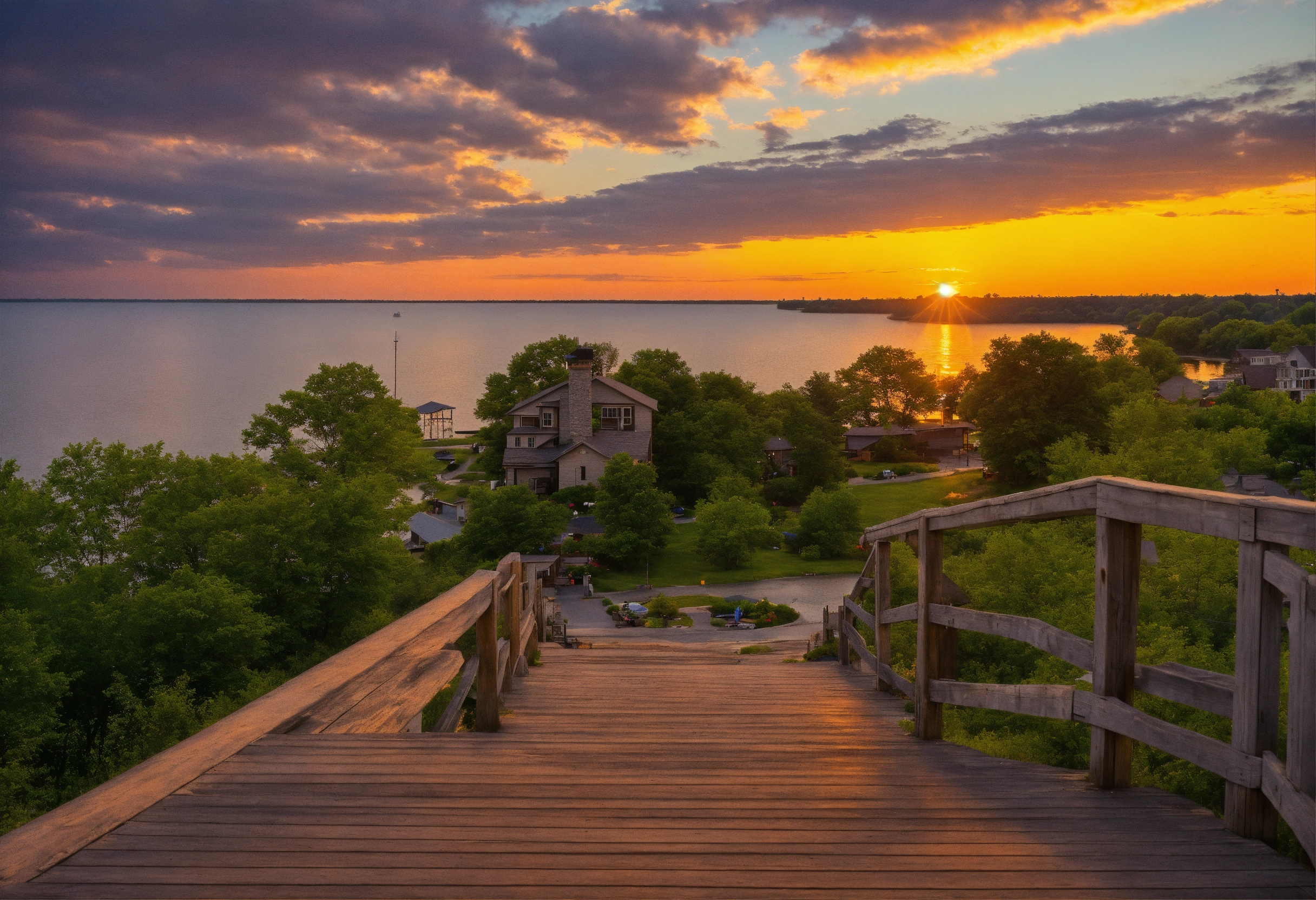 Lexica A curt teich postcard over Lake Erie at sunset