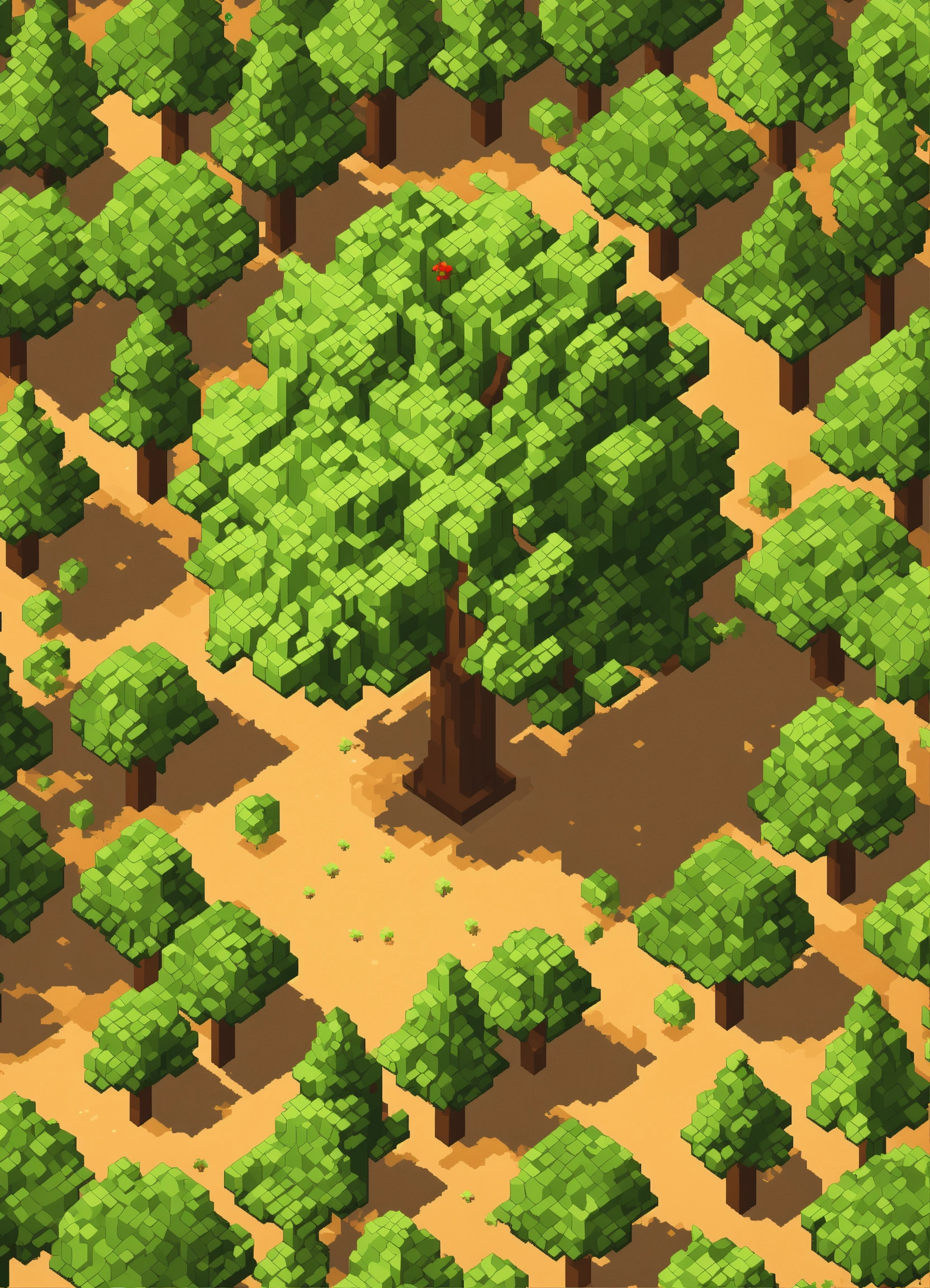 Lexica - Simple isometric pixel tree from above