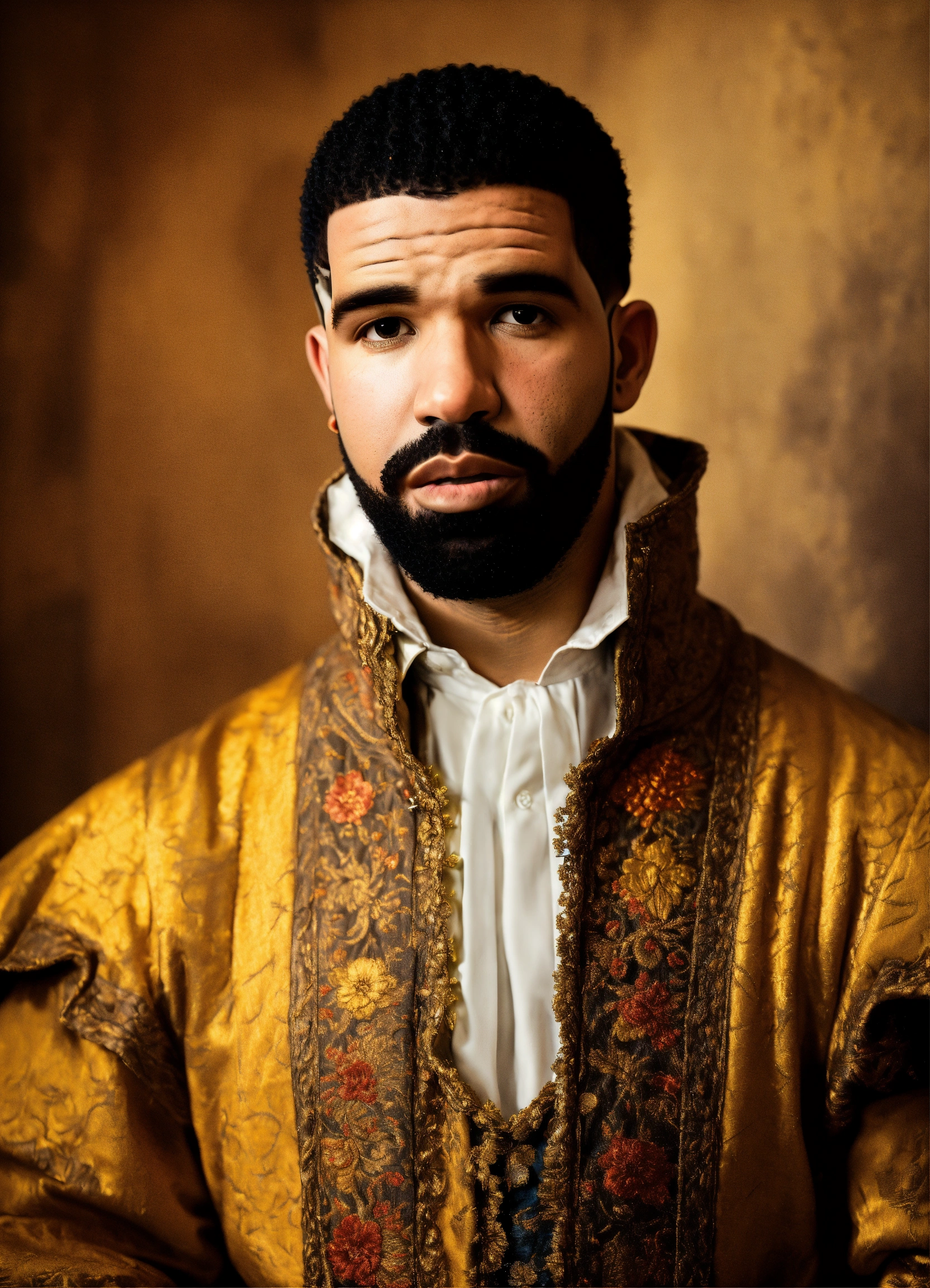 Lexica - Create a photo of Drake in the style of a Rembrandt portrait