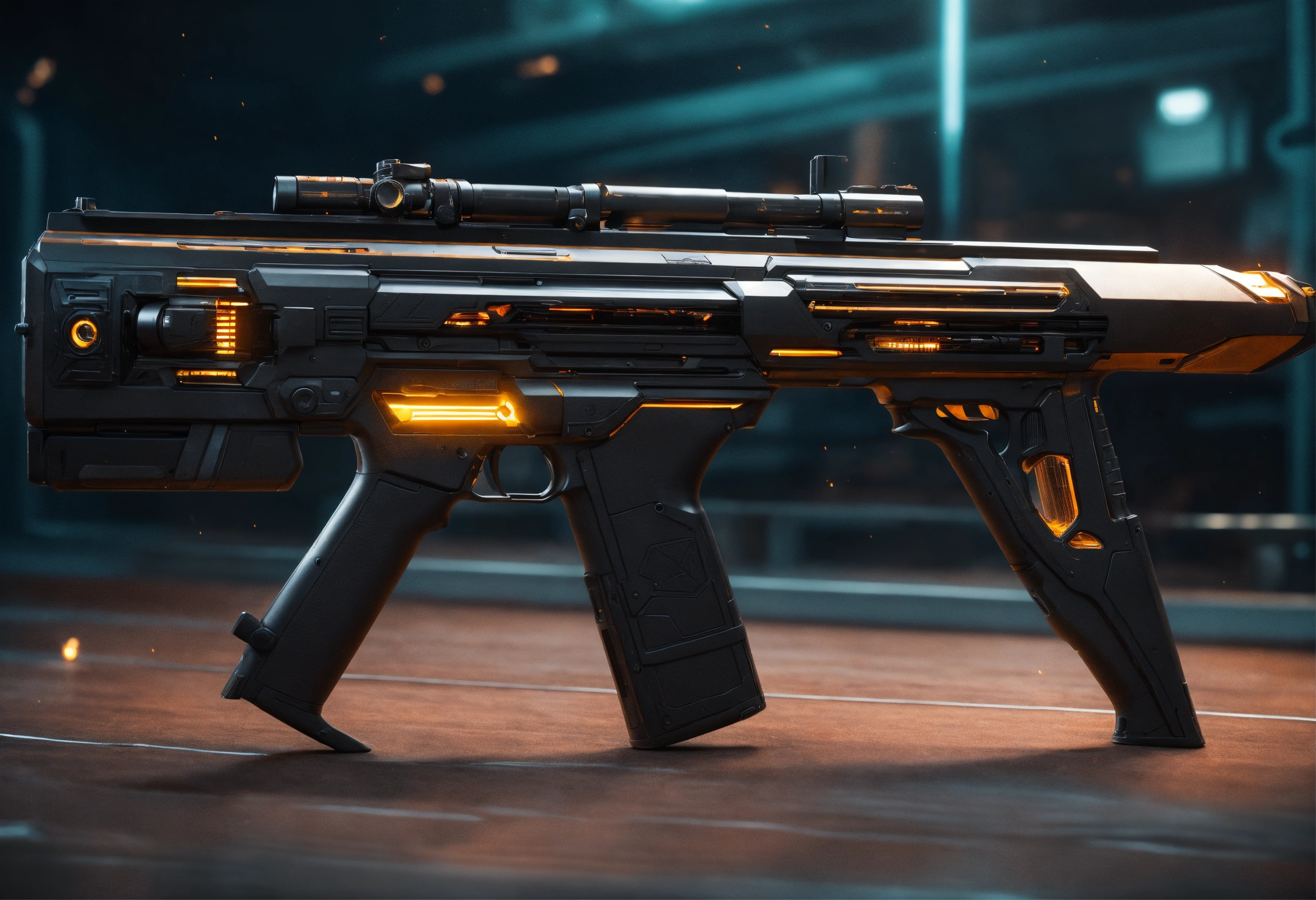 Lexica - Side view of the full image of a black sci fi energy rifle, HD ...
