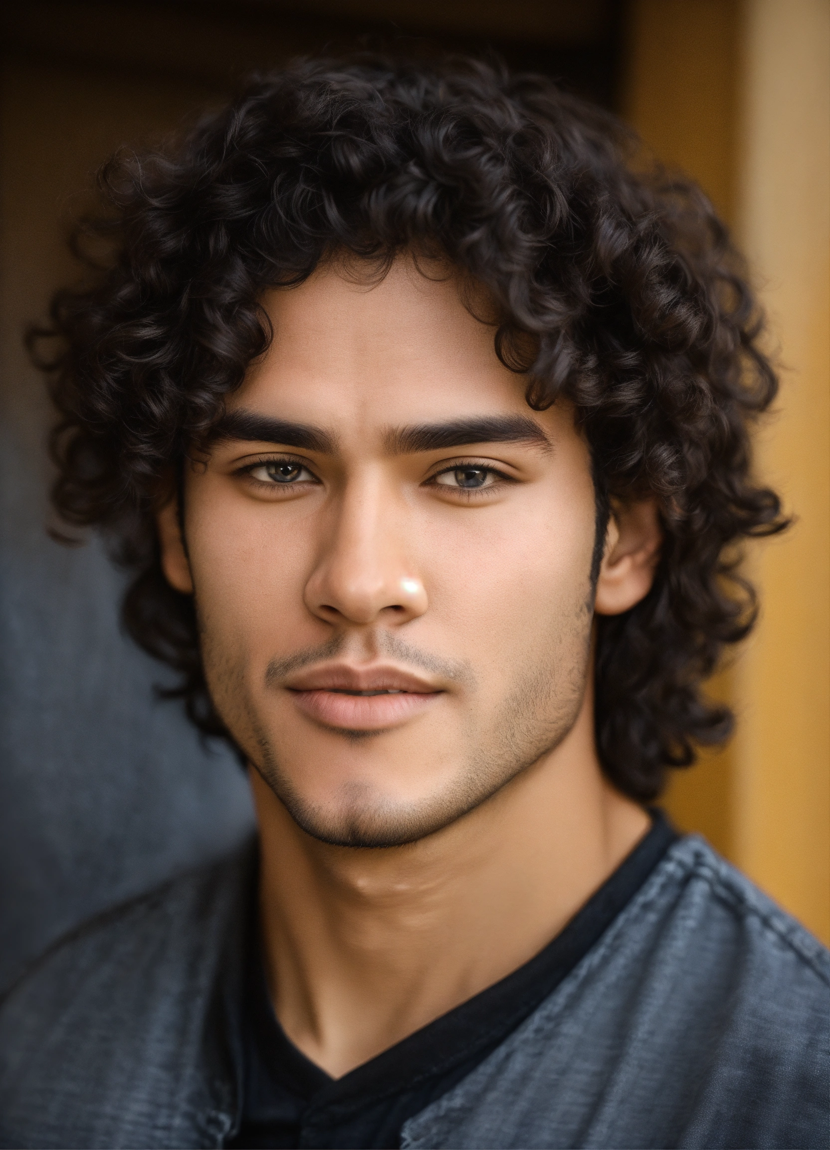 Lexica - Handsome Indigenous male grad student.With Gold skin, grey ...