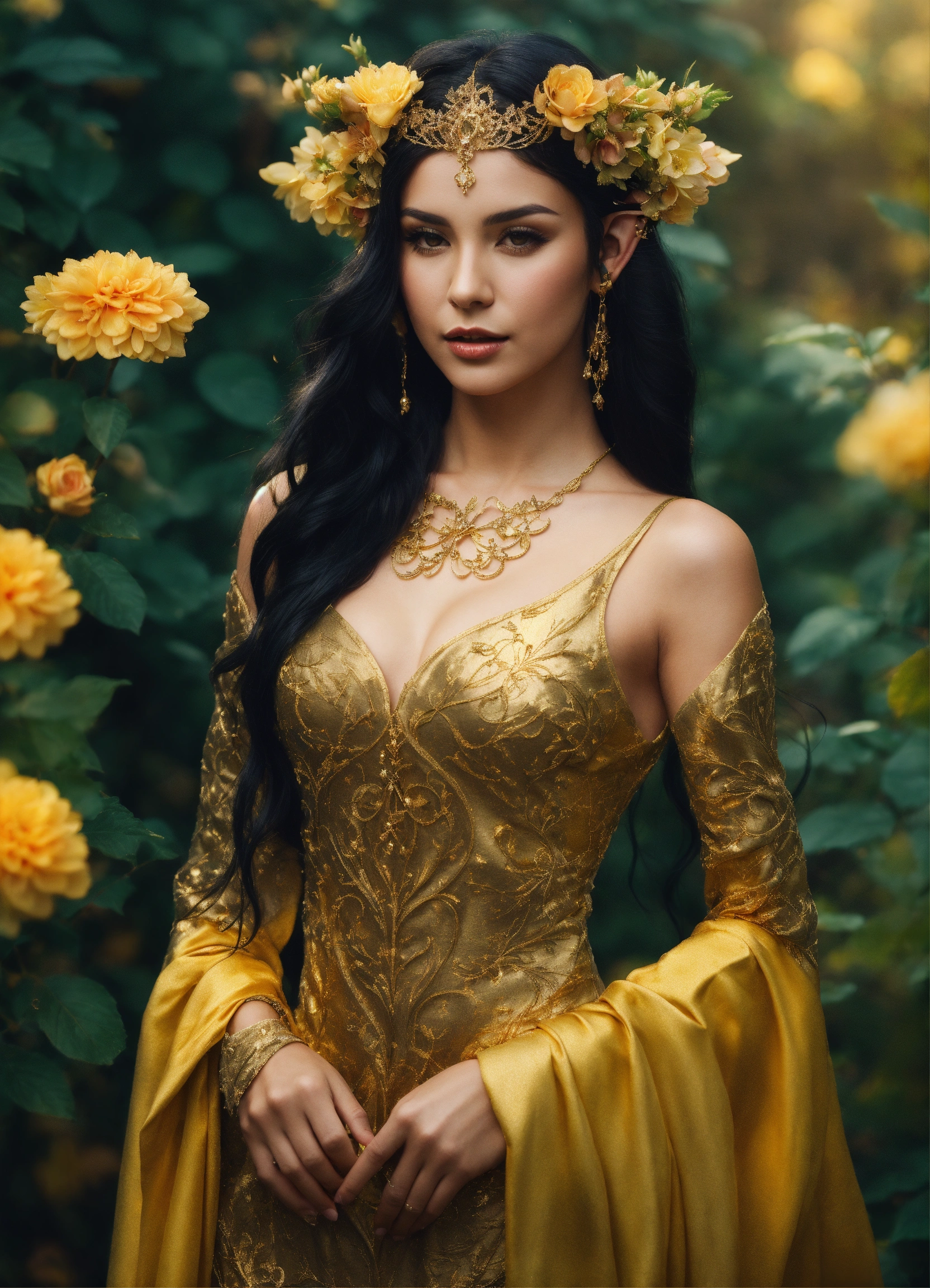Lexica - A beautiful shapely brunette elf woman with pointy ears long ...