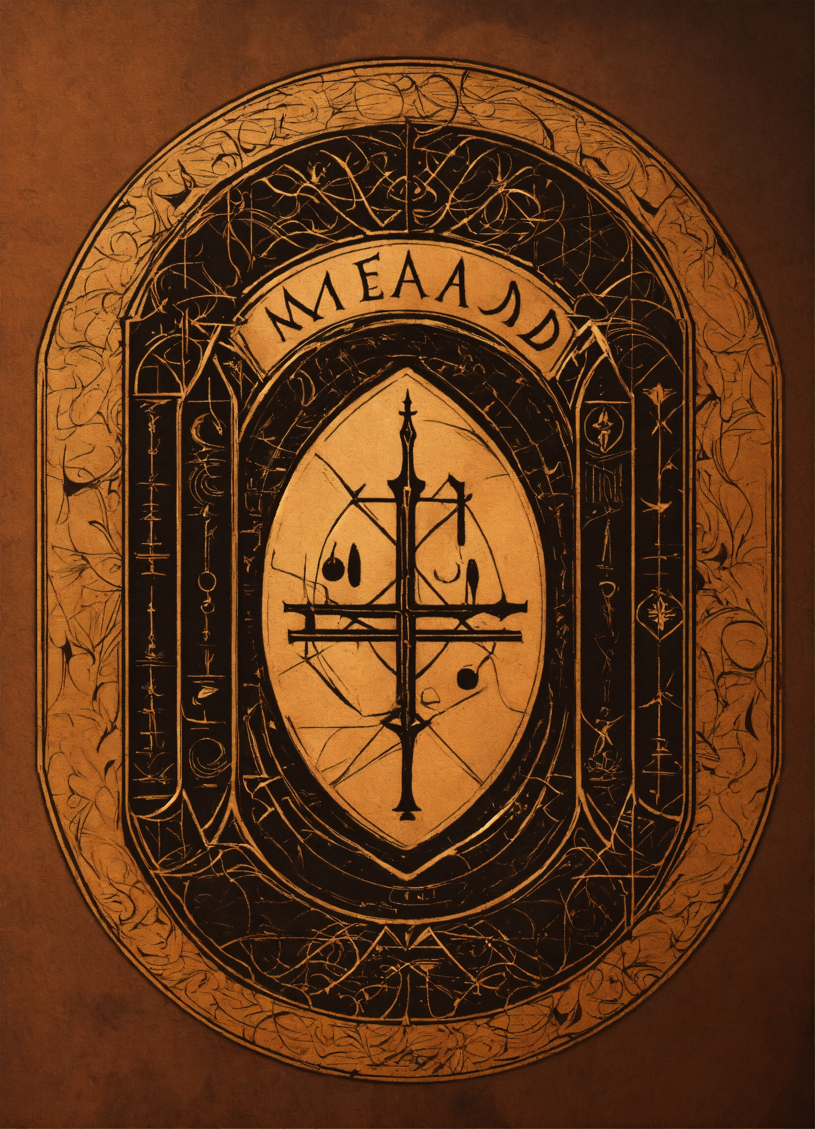 Lexica - Mead, simplistic, logo, Nordic runes in the back ground
