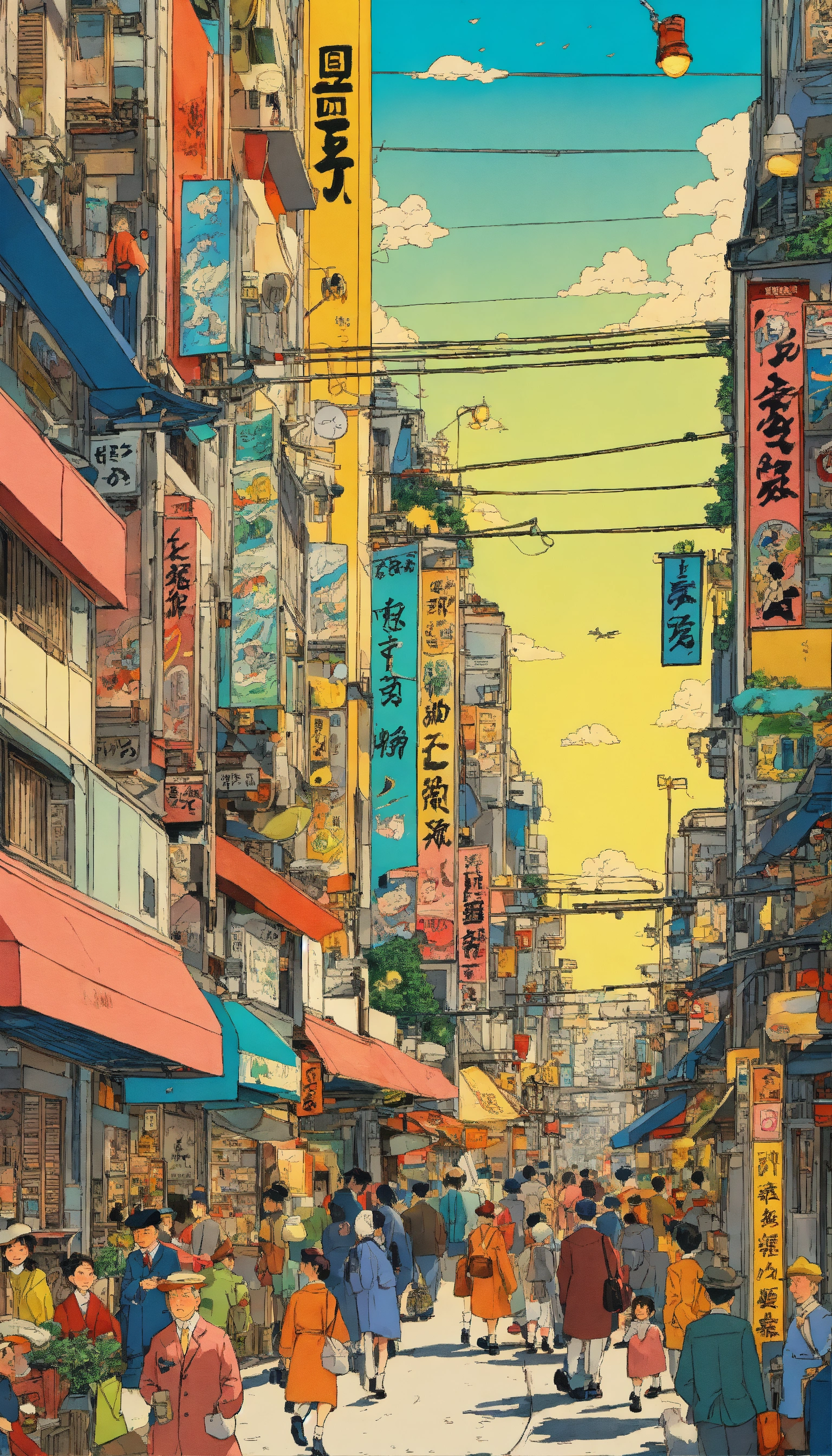 Lexica - Detailed, vibrant illustration of a Tokyo neighborhood, by ...