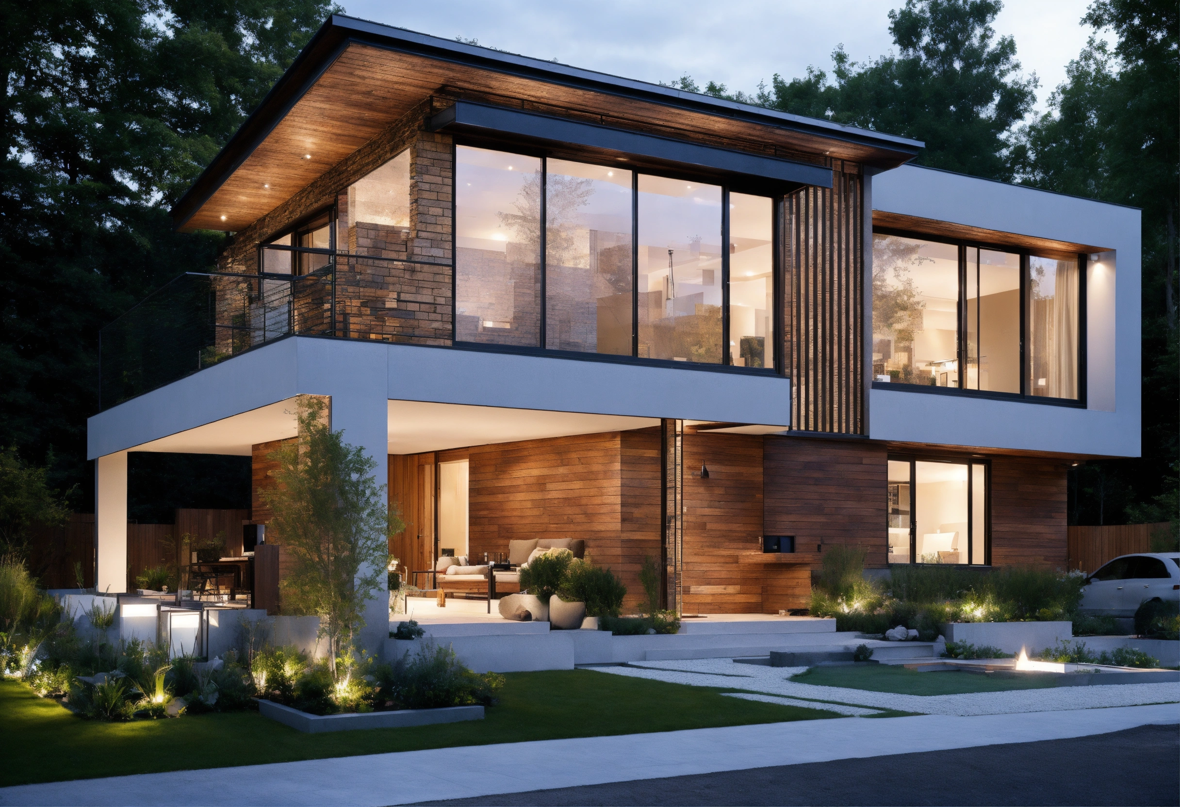 Lexica - Modern house architecture design in masonry and wood, single ...