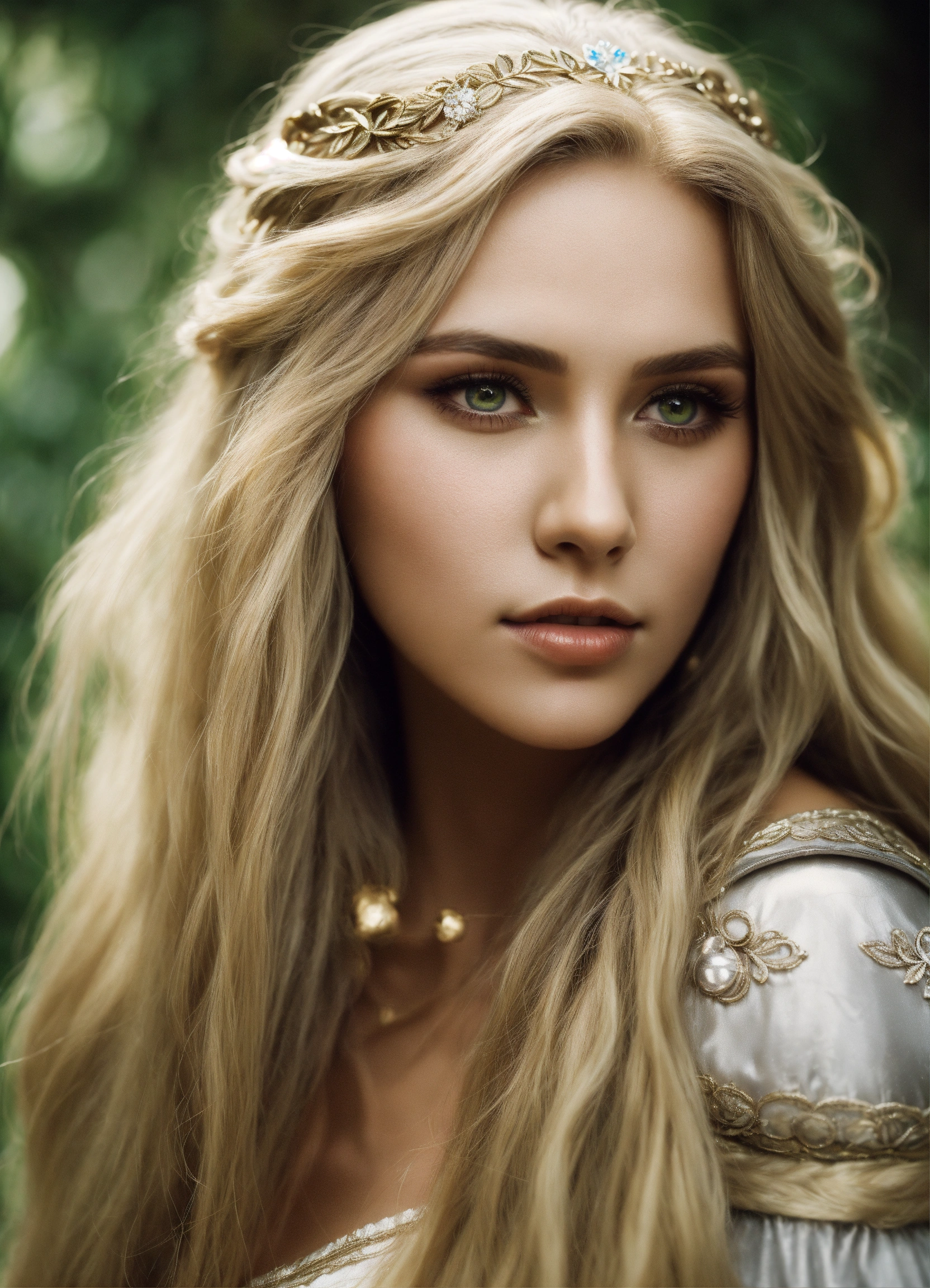 Lexica - Ethereally beautiful, elven woman, long blonde hair, silver ...