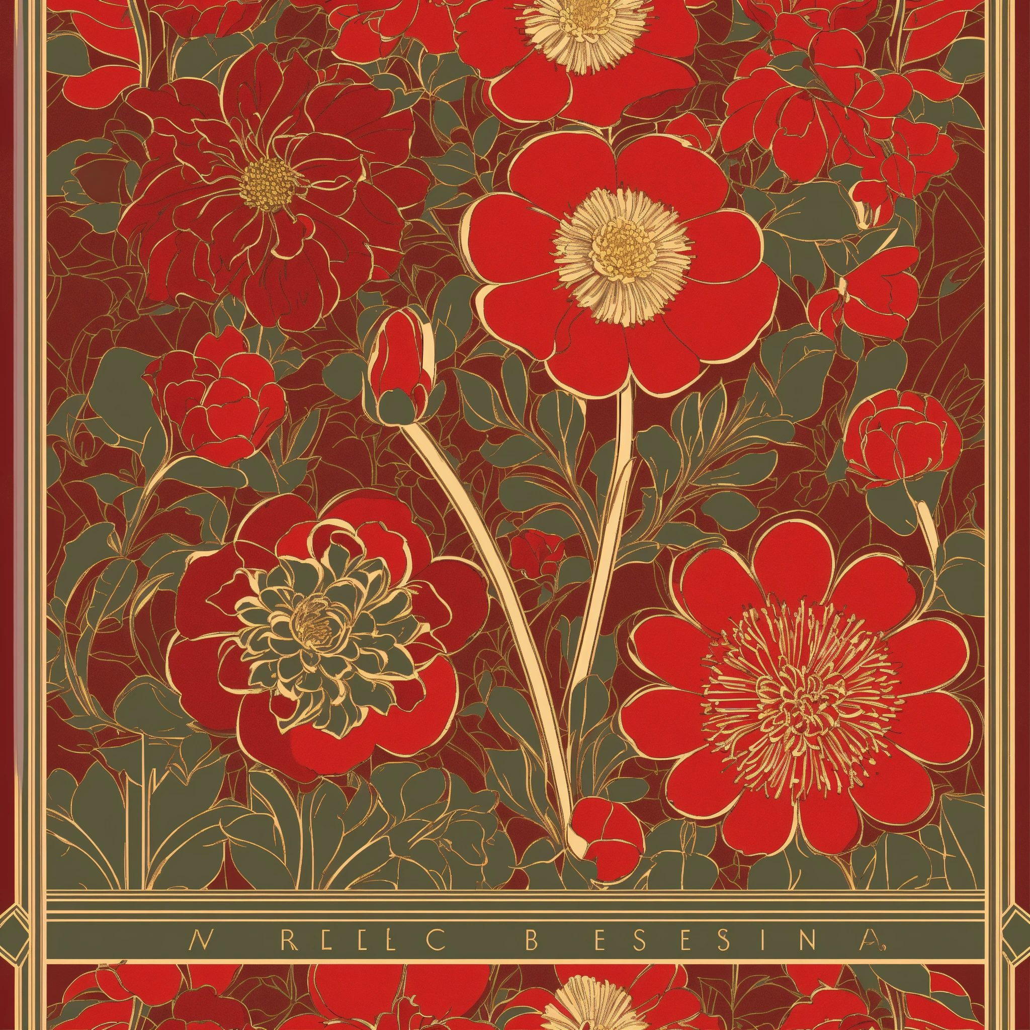 Lexica - Flowers, Art Deco, Red, Meticulous Precision, Clear, Clean ...