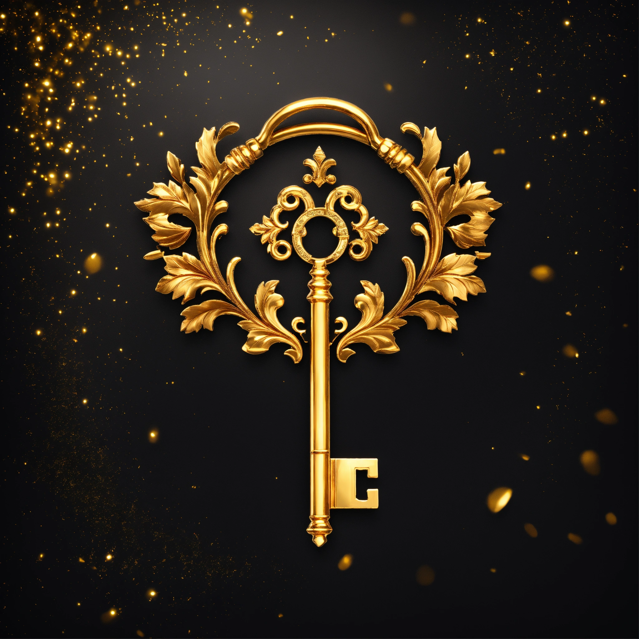 Lexica - Festive golden key logo design, black background, realistic ...