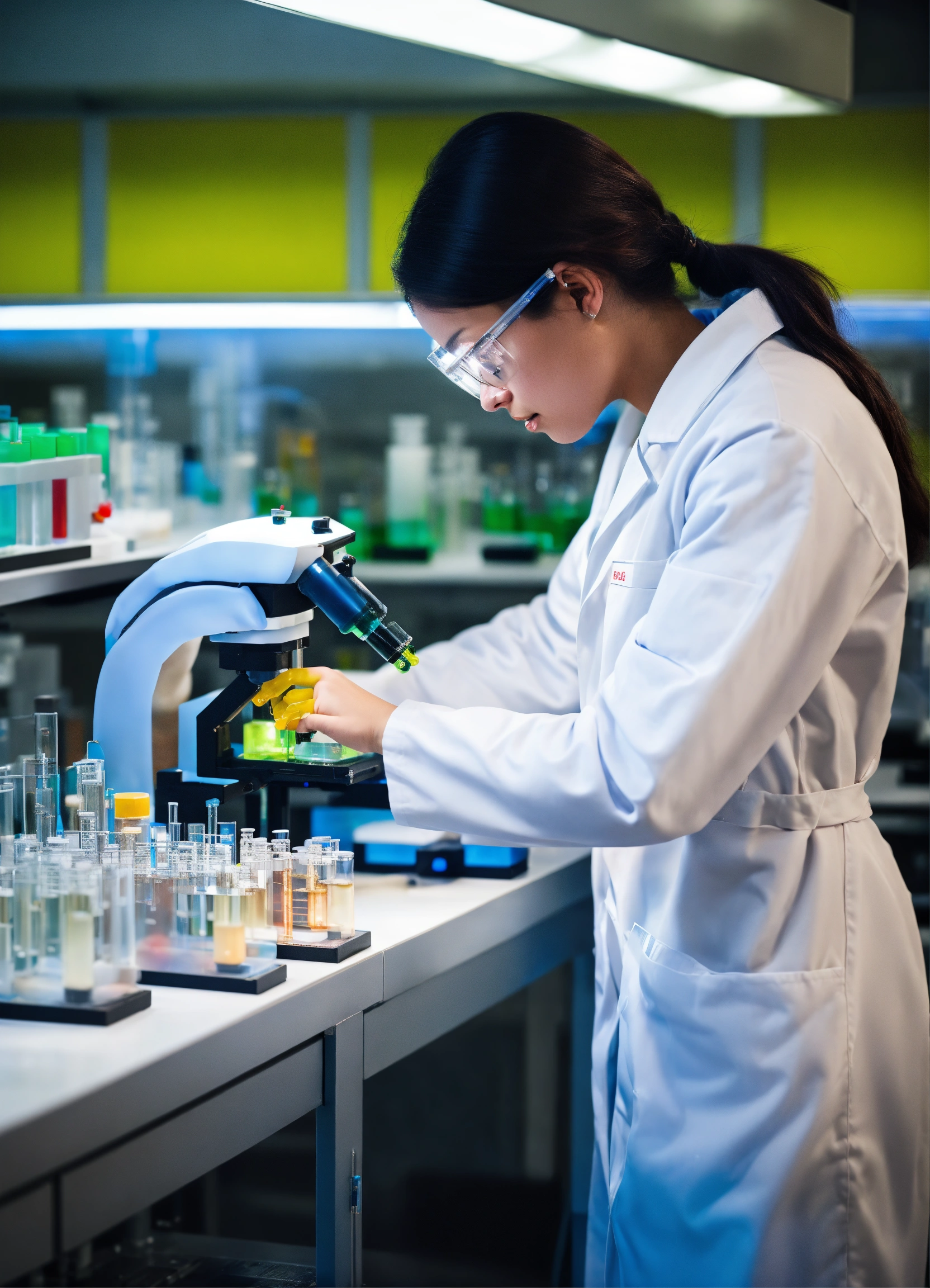 Lexica - Female scientist in a white labcoat performing molecular ...