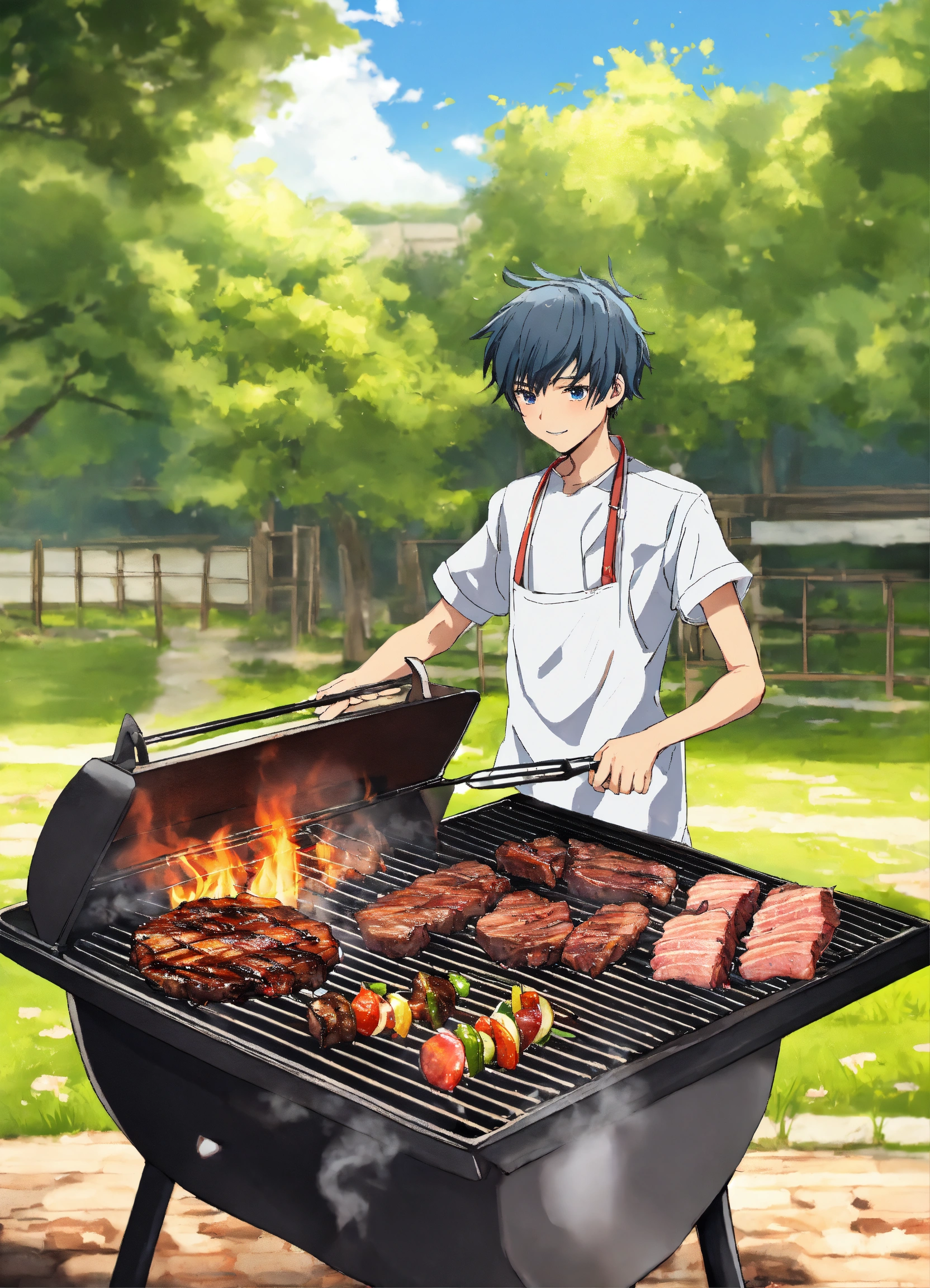 Lexica - Anime boy make bbq