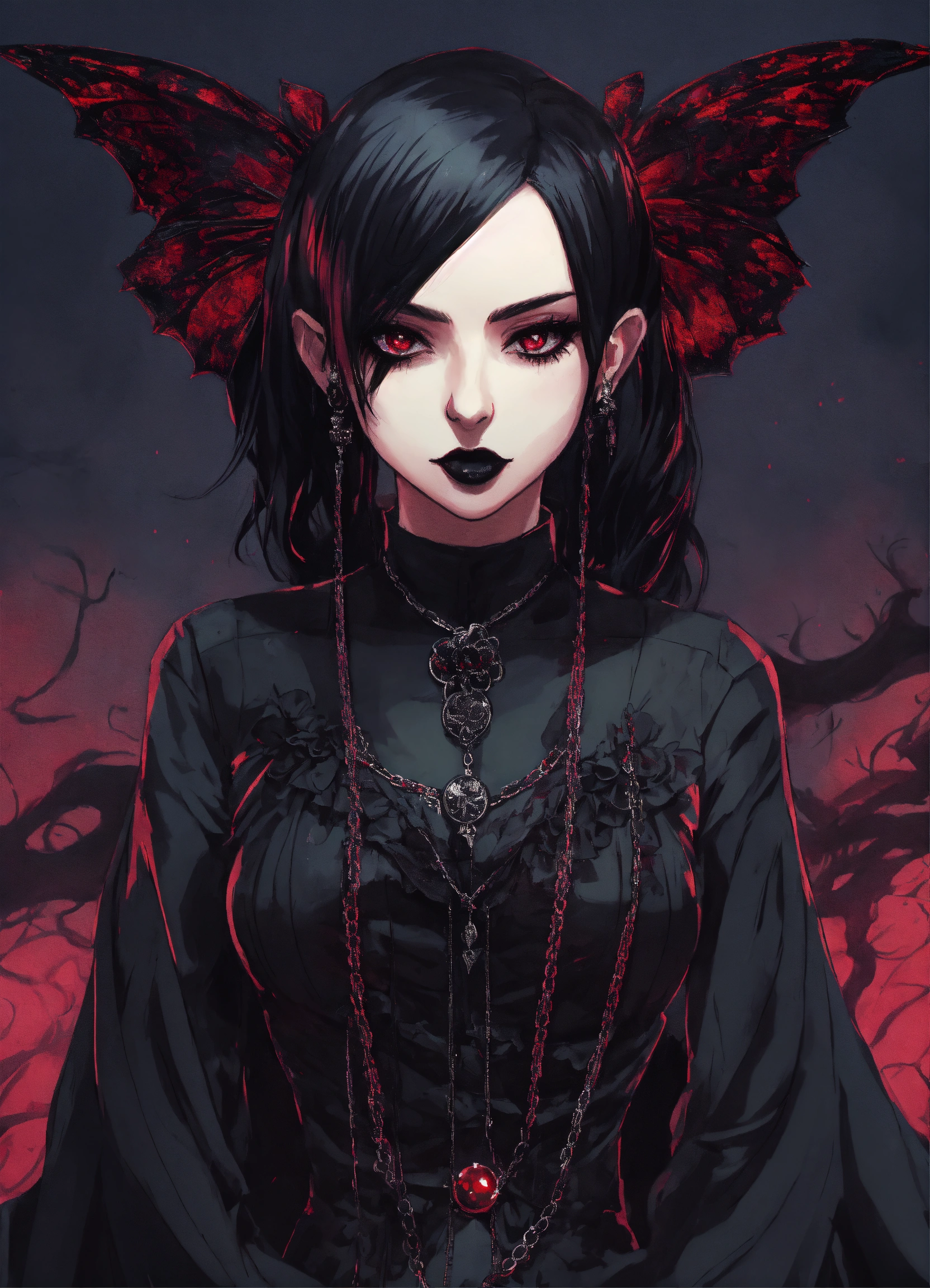 Lexica - Goth woman in evil anime style