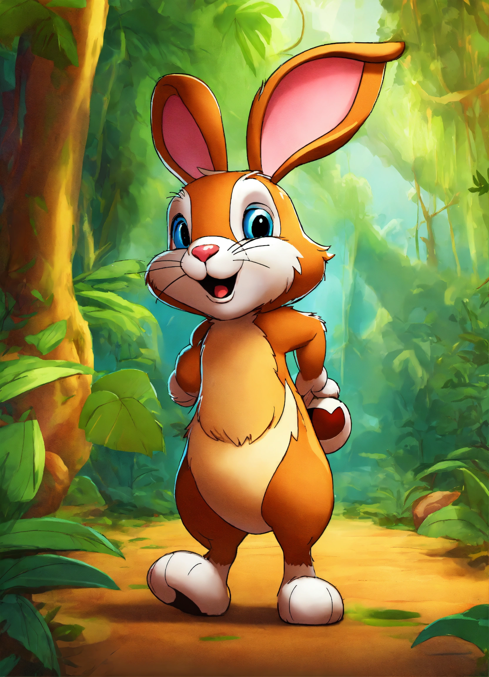 Lexica - Let cartoon big rabbit walk in jungle