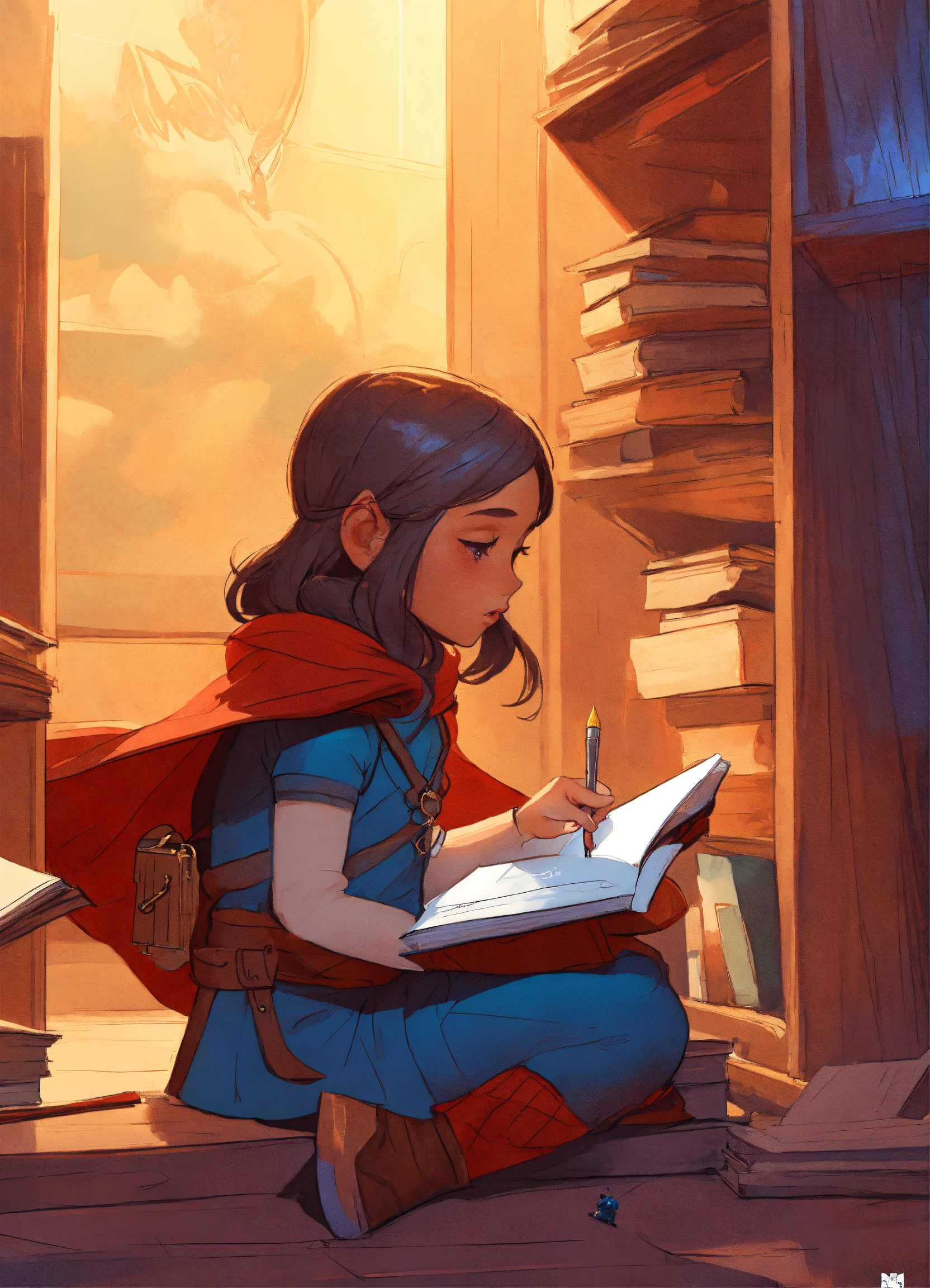 Lexica - Cute little hero helping a girl to to her Homework, fantasy ...