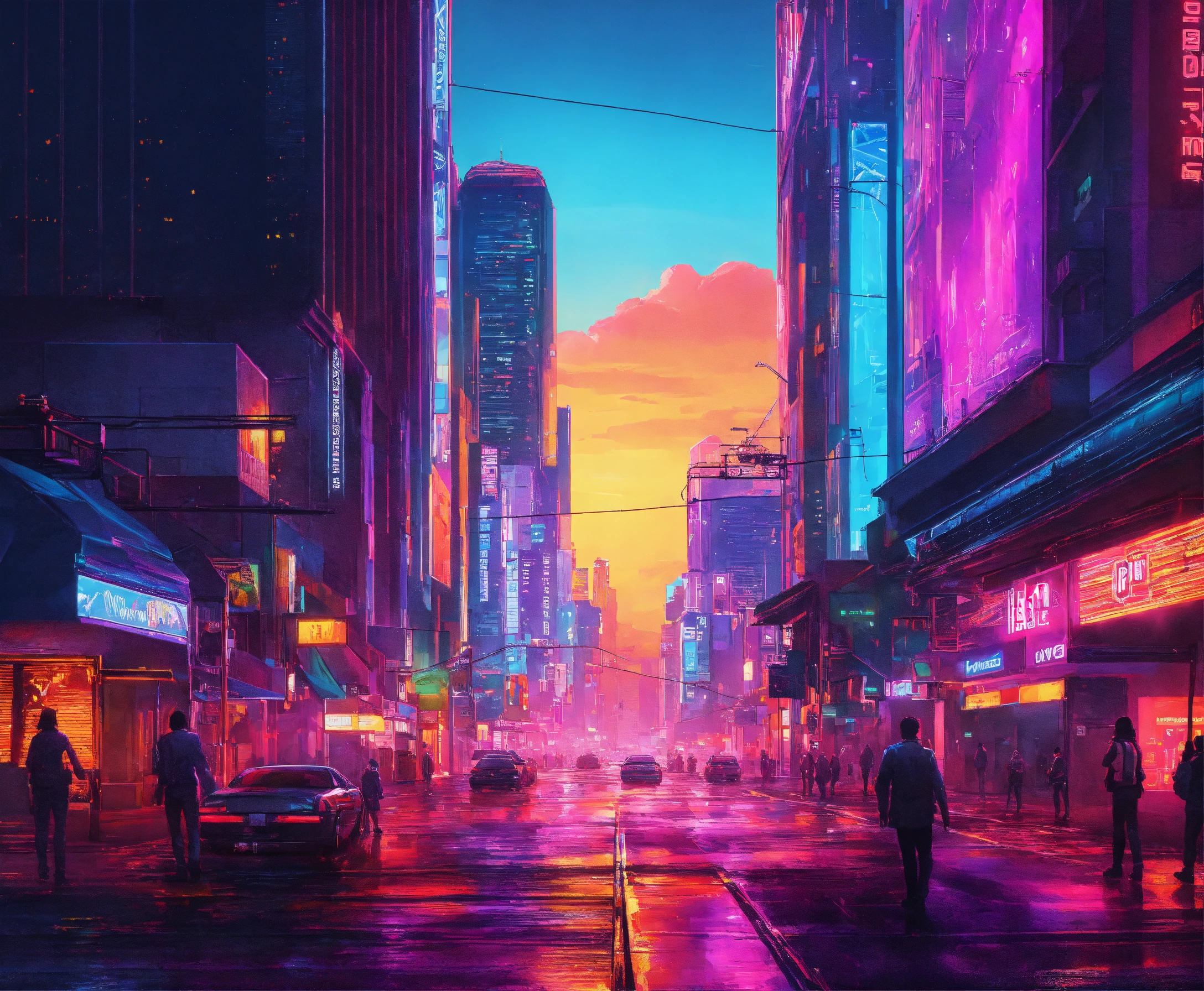 Lexica - Epic battleground, beautiful synthwave city painting, digital ...