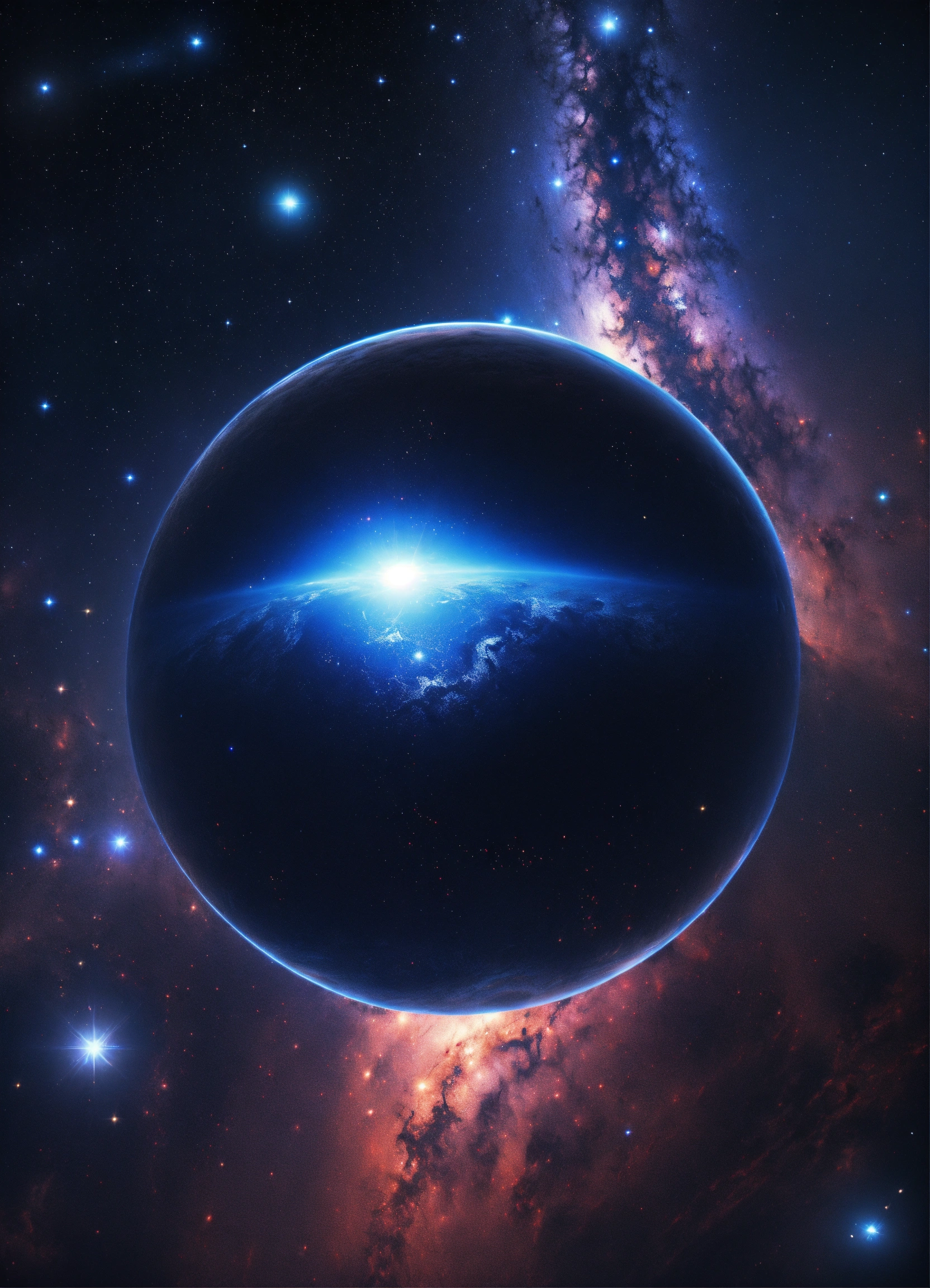 Lexica - A dark blue metallic orb of pure perfection is floating out in ...