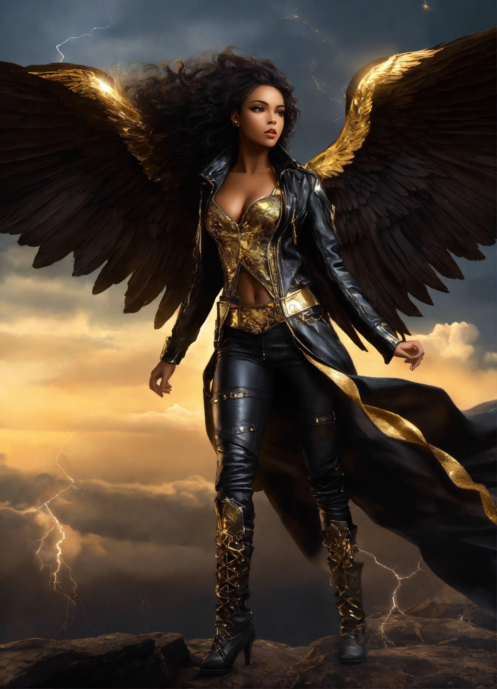 Lexica - Full body beautiful black goddess angel with wings, Beautiful ...