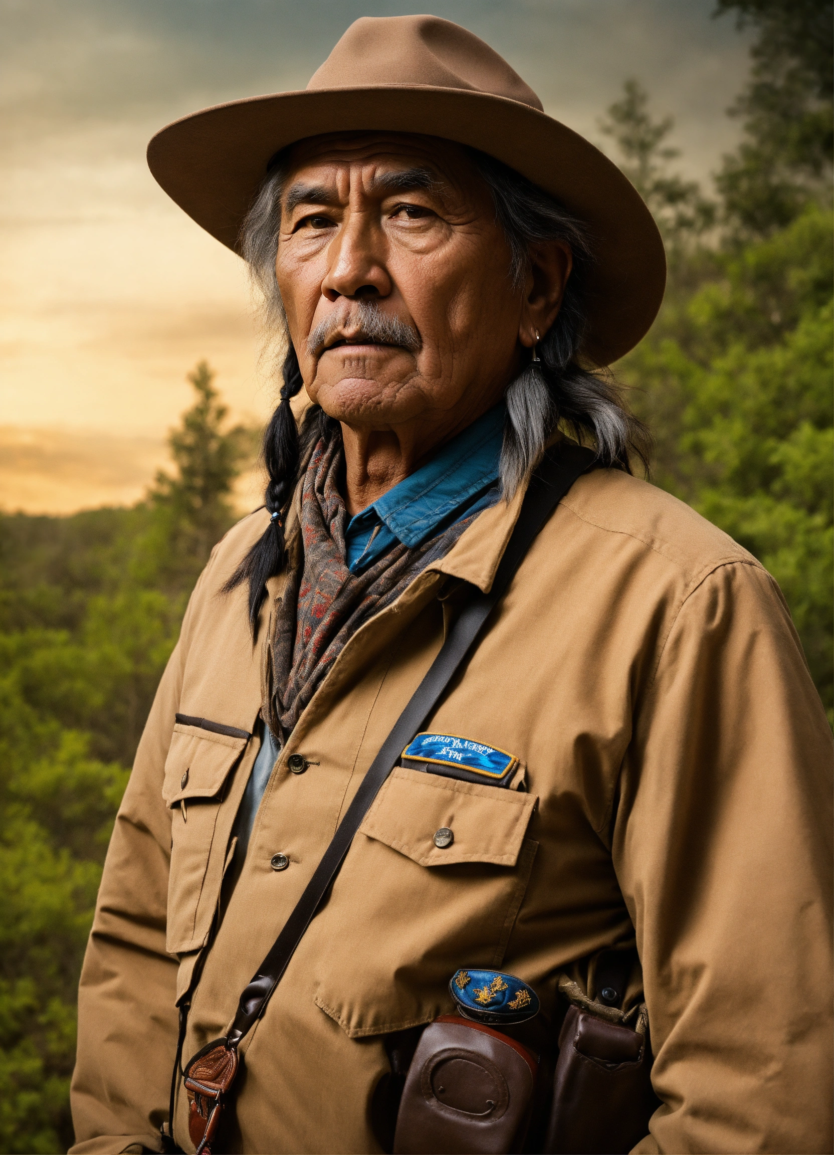 Lexica - Scared unique expressive old park ranger cherokee native ...