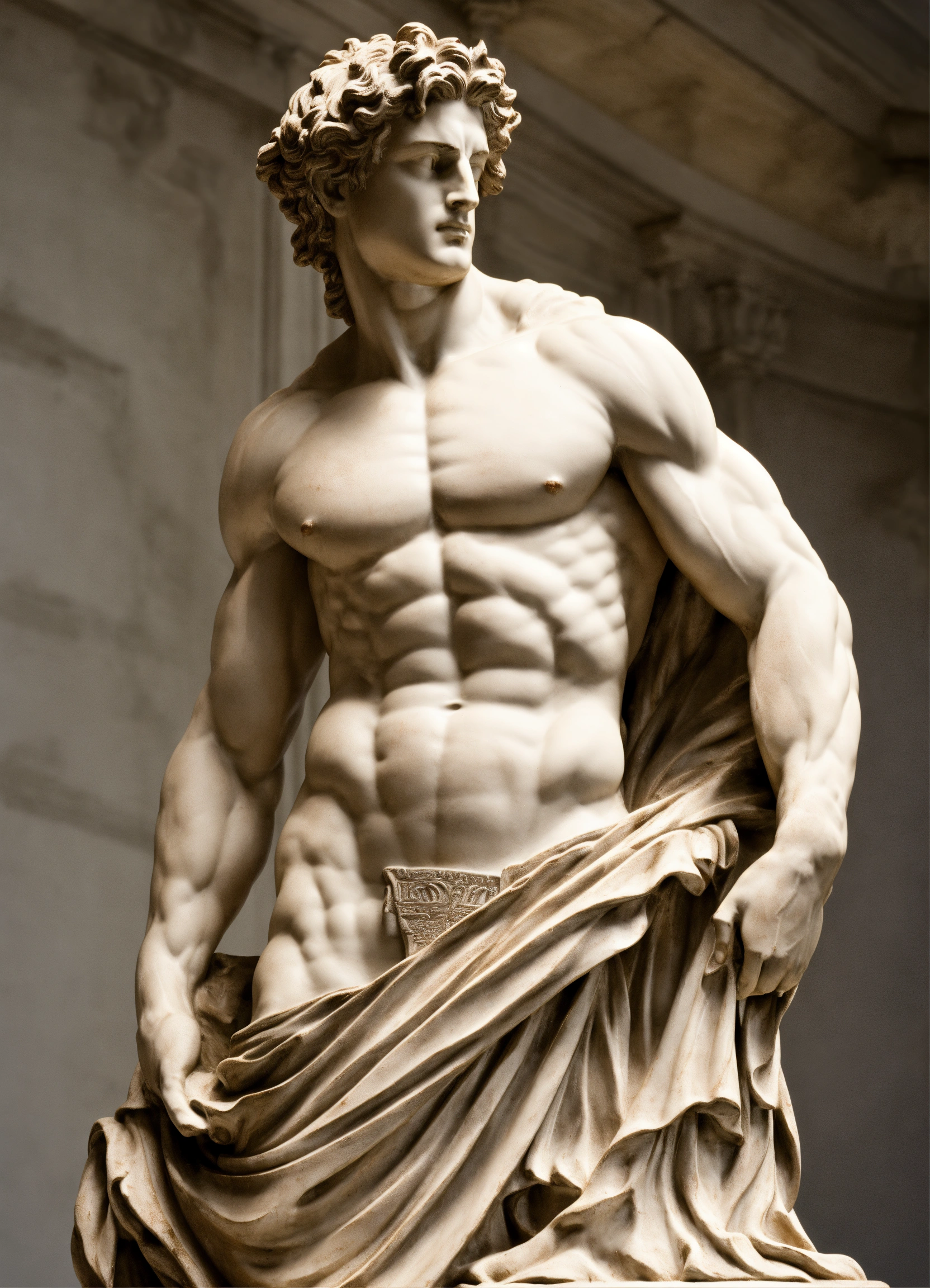 Lexica - A Statue from a muscular Greek god Statue with a wavey middel ...