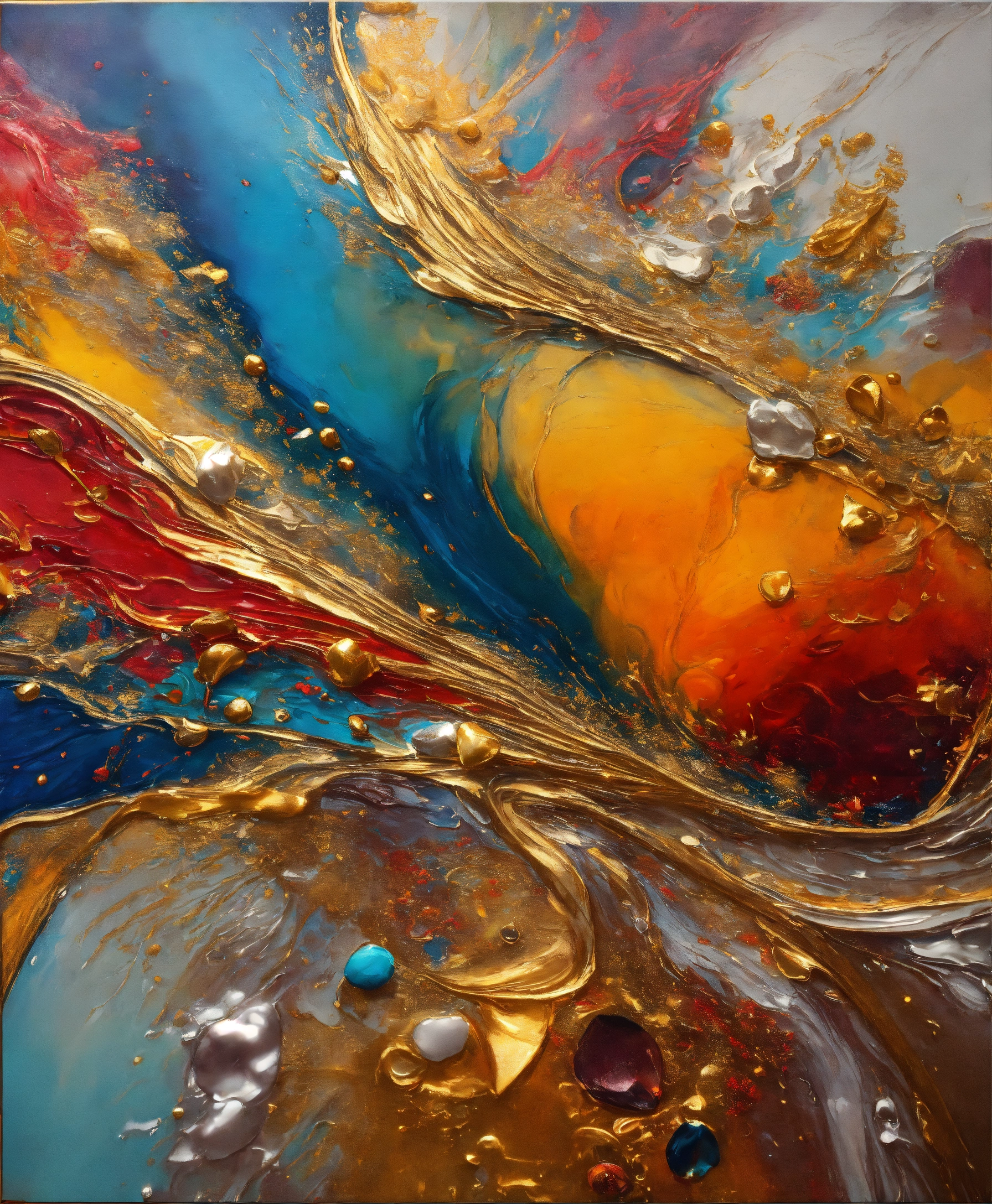 Lexica - Colorful abstract painting oil and water complex complicated ...