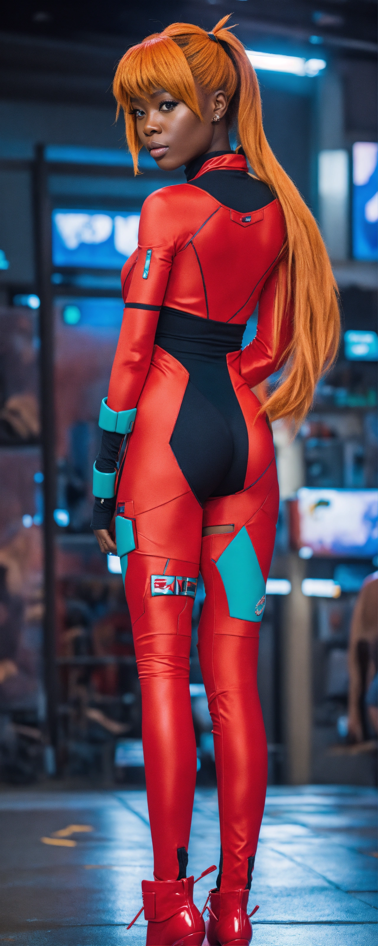 Lexica - Slim african woman cosplaying asuka langley