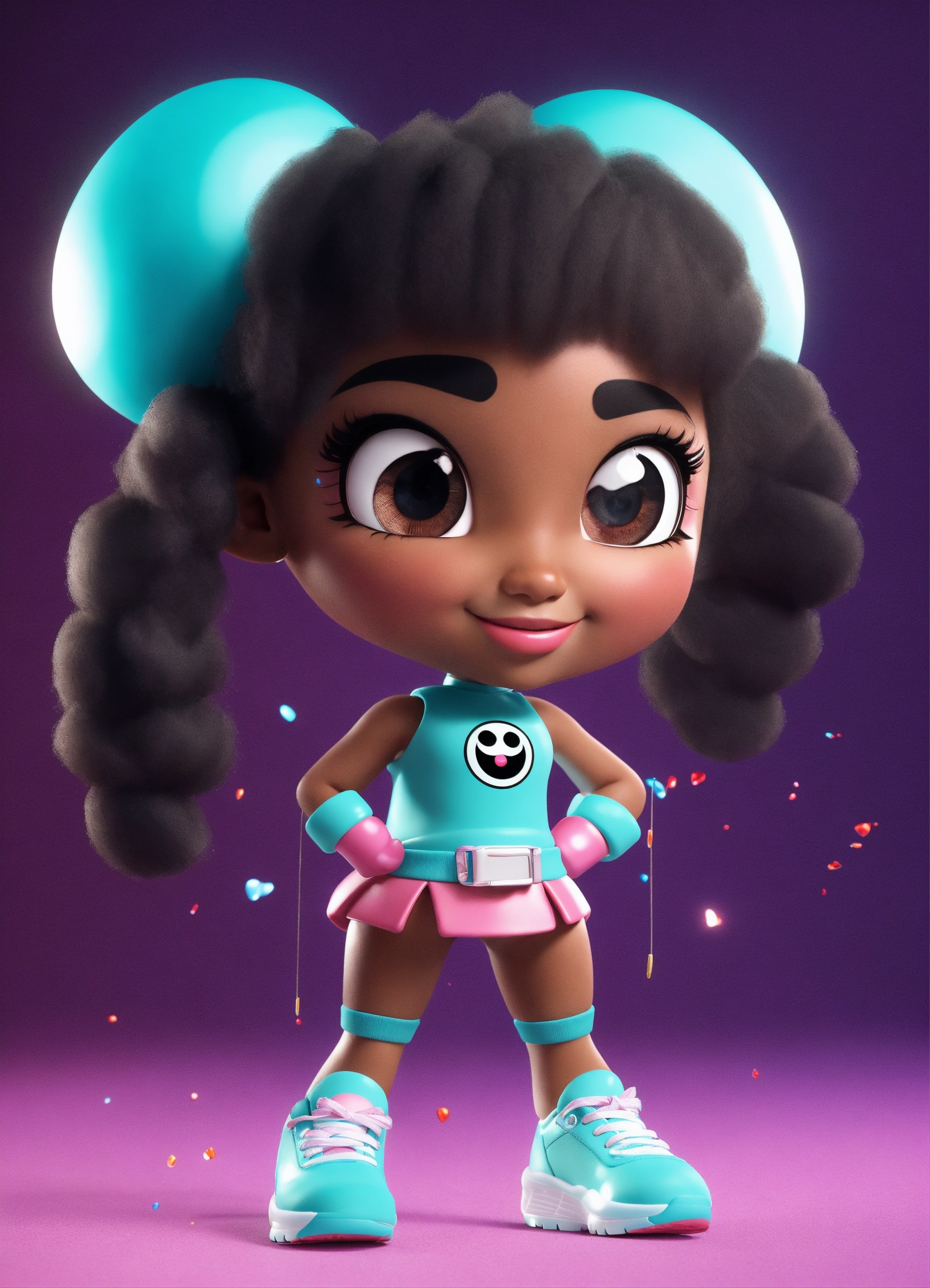 Lexica - Create a cute power puff girl, black female character with ...