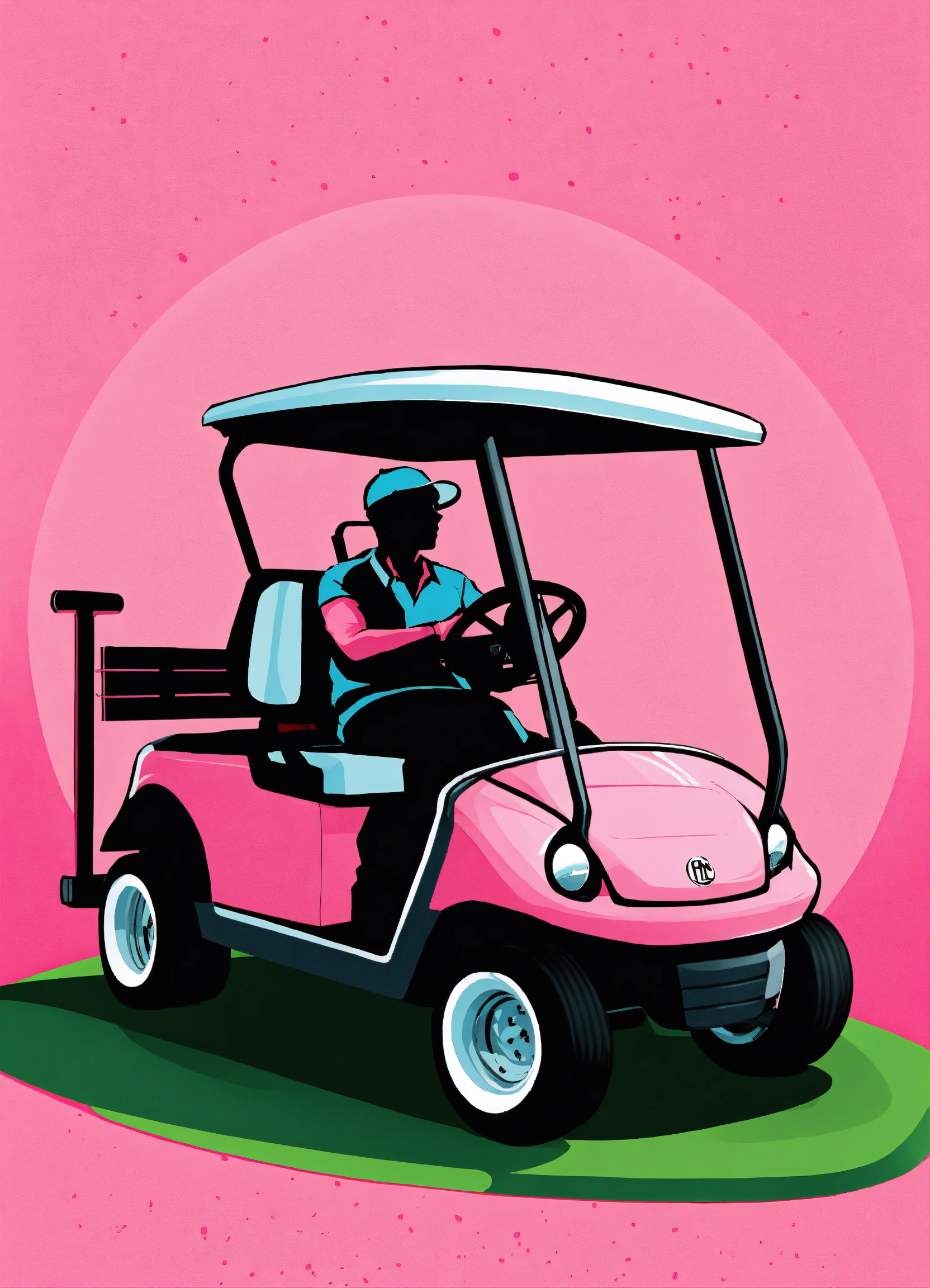 Lexica - A golfer in a pink golf cart as a logo for the company name ...