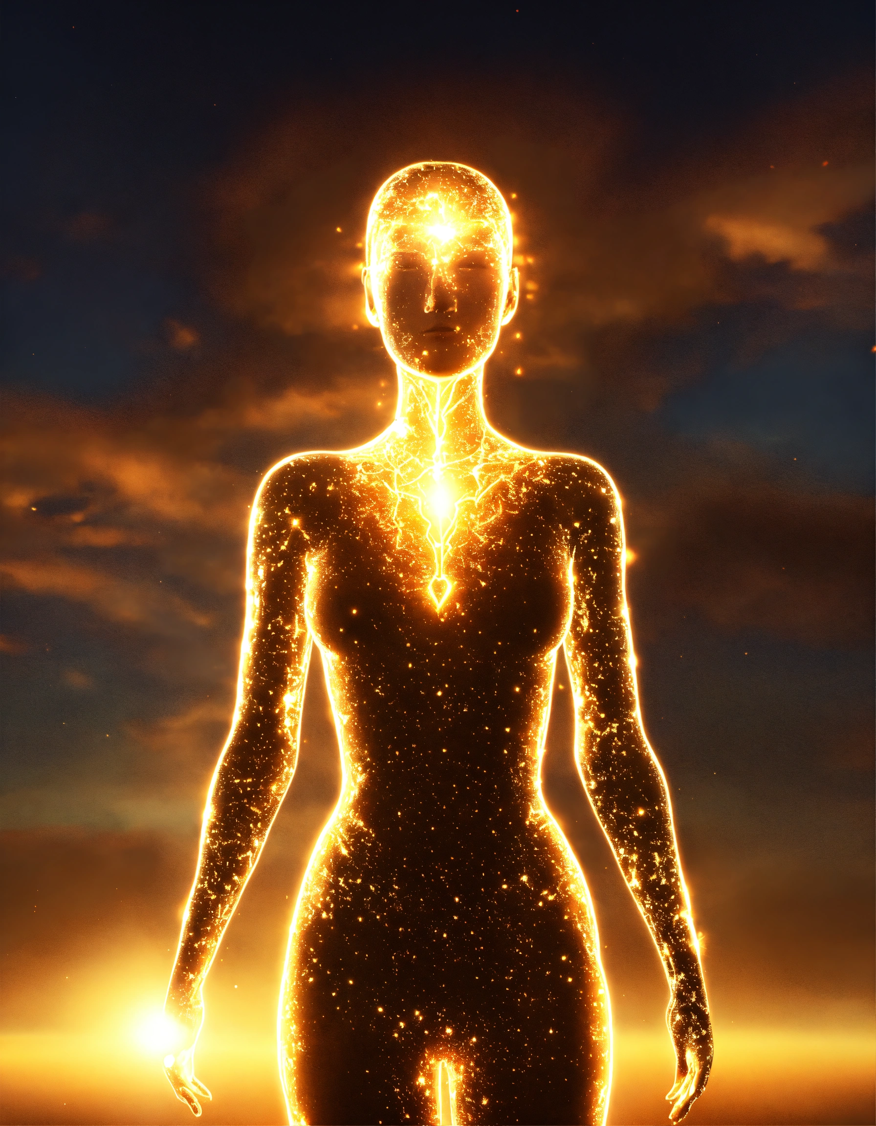 Lexica - Paint drawing of a female human silhouette with several clasps ...