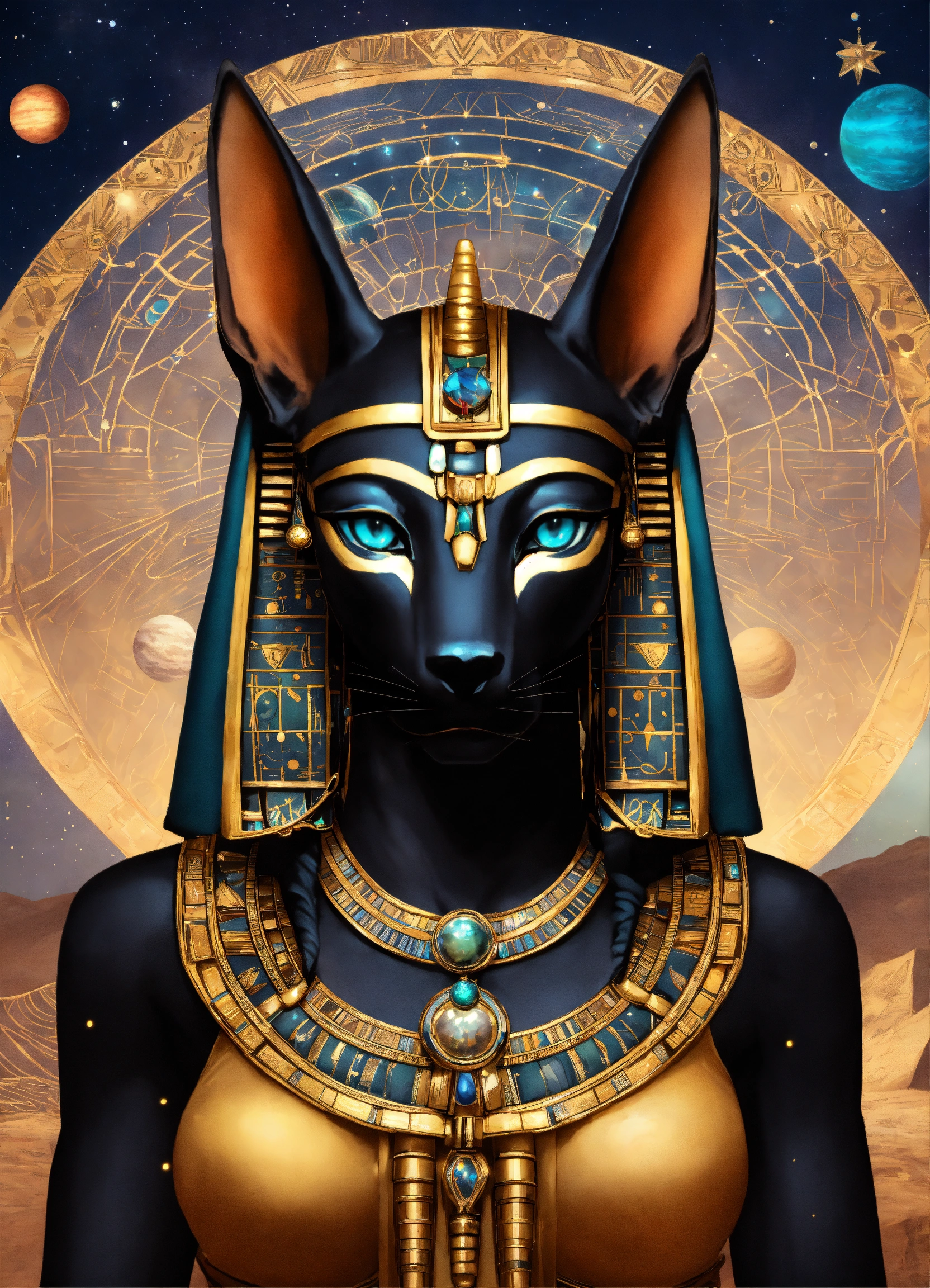 Lexica - Pharaonic, Anubis, intricate headdress, feminine, female ...