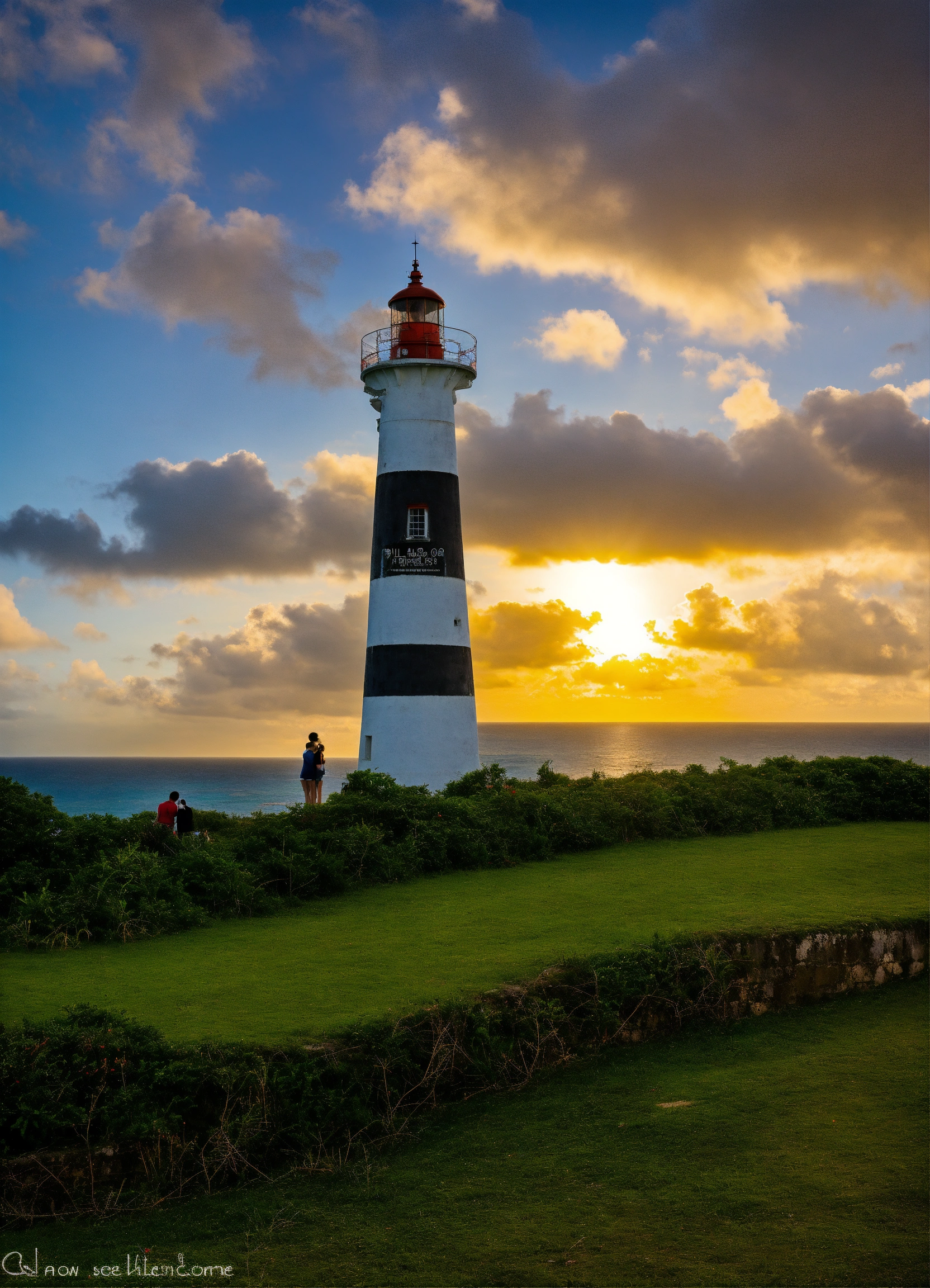 Lexica Un Jeunes Homme Noir Et Une Jeunes Femme Blanche Regarde Un Cocher Soleil Sur La Phare