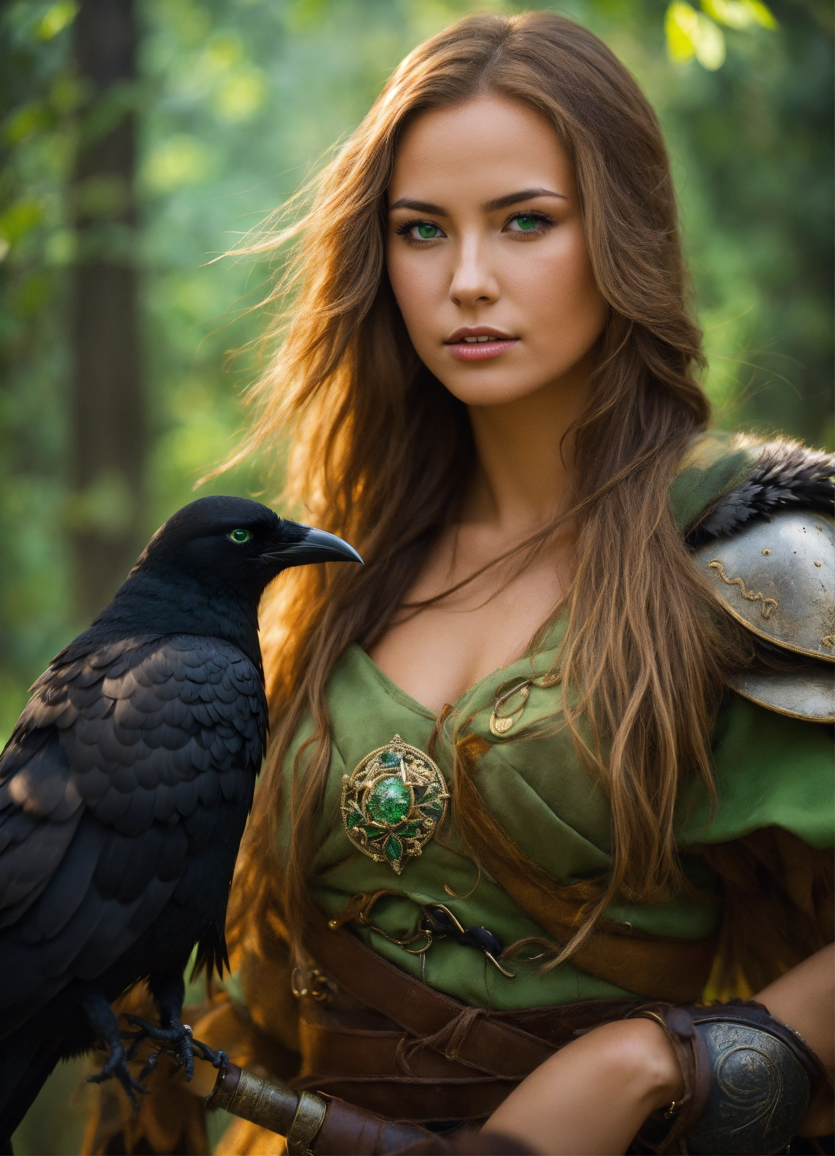 Lexica - Beautiful female warrior with dark blonde hair, green eyes ...