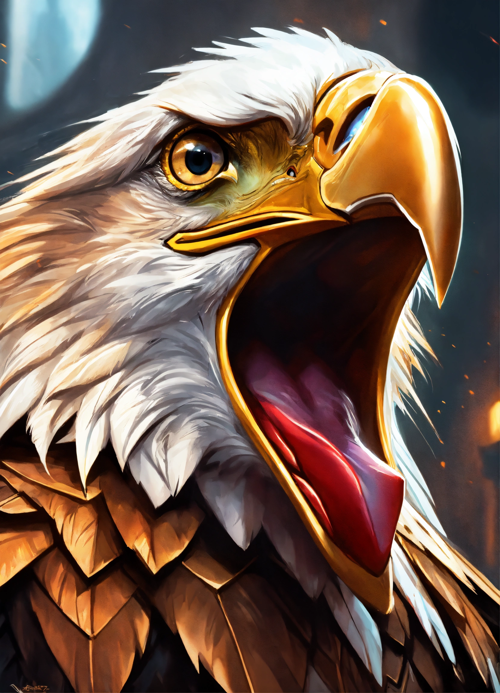 Lexica - Image of an angry eagle in a contemporary medieval environment ...