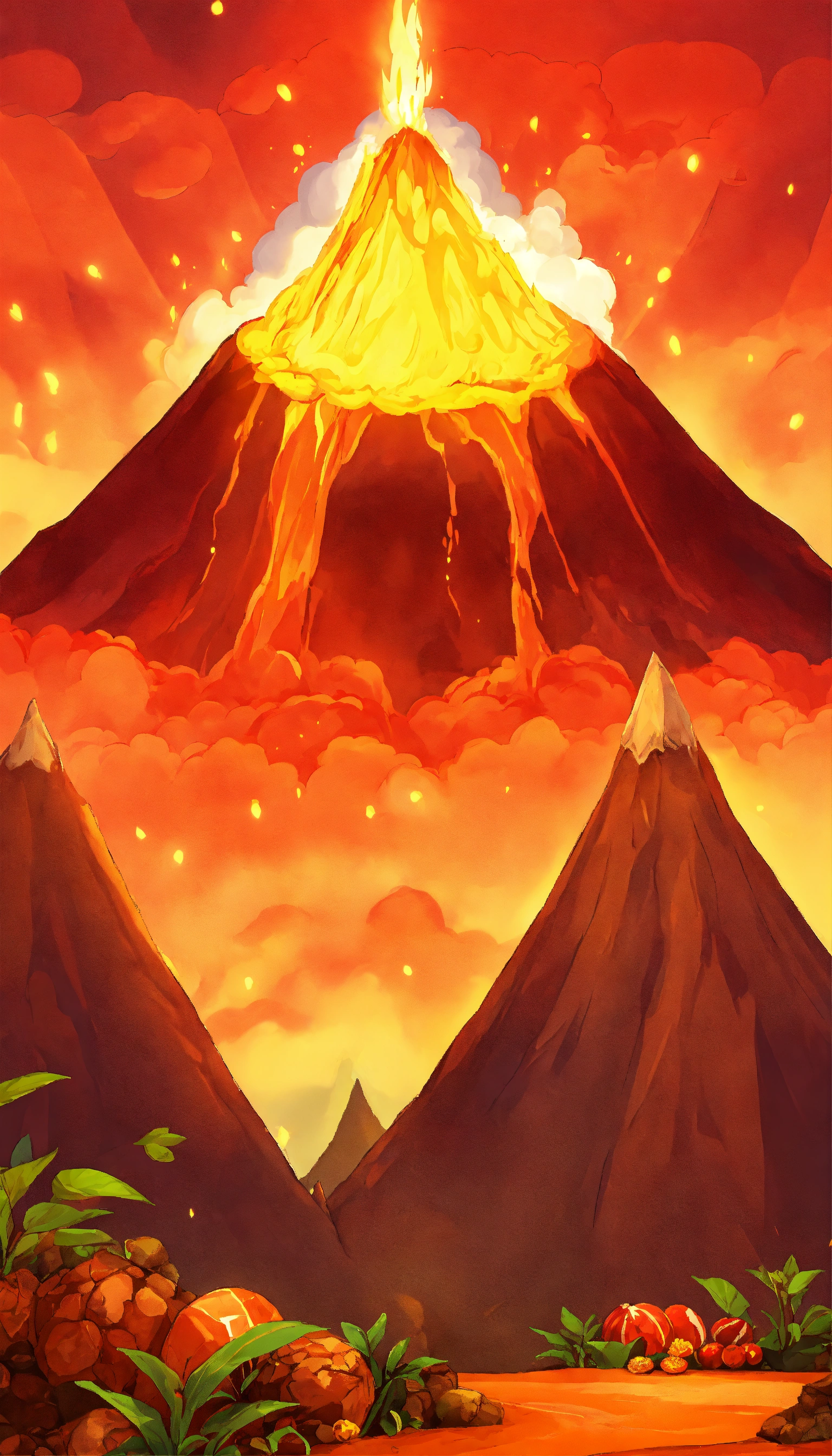Lexica - Side-scrolling mobile platform game volcano with main platform