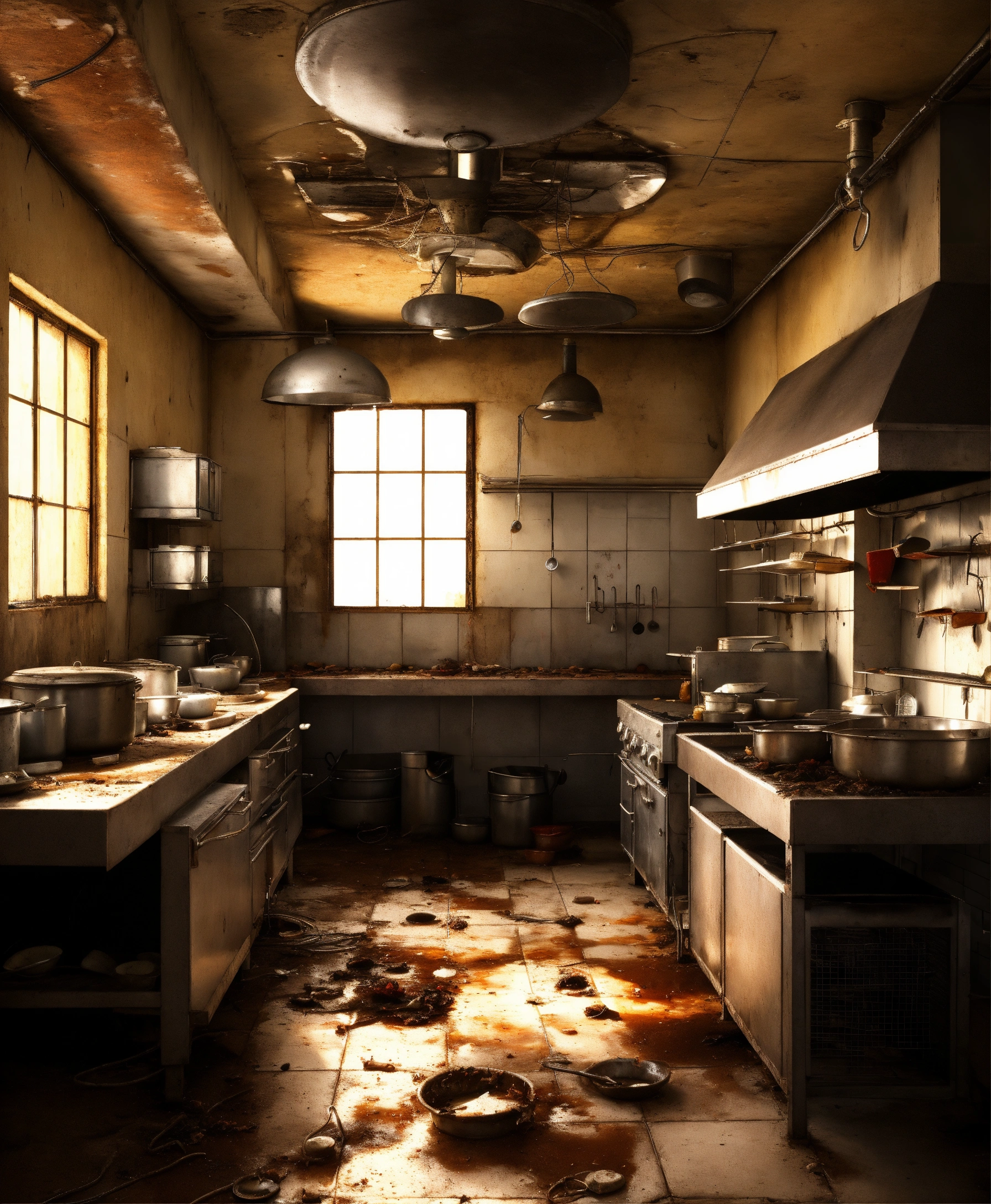 Lexica - Abandoned restaurant kitchen hotel, Large white and steel ...