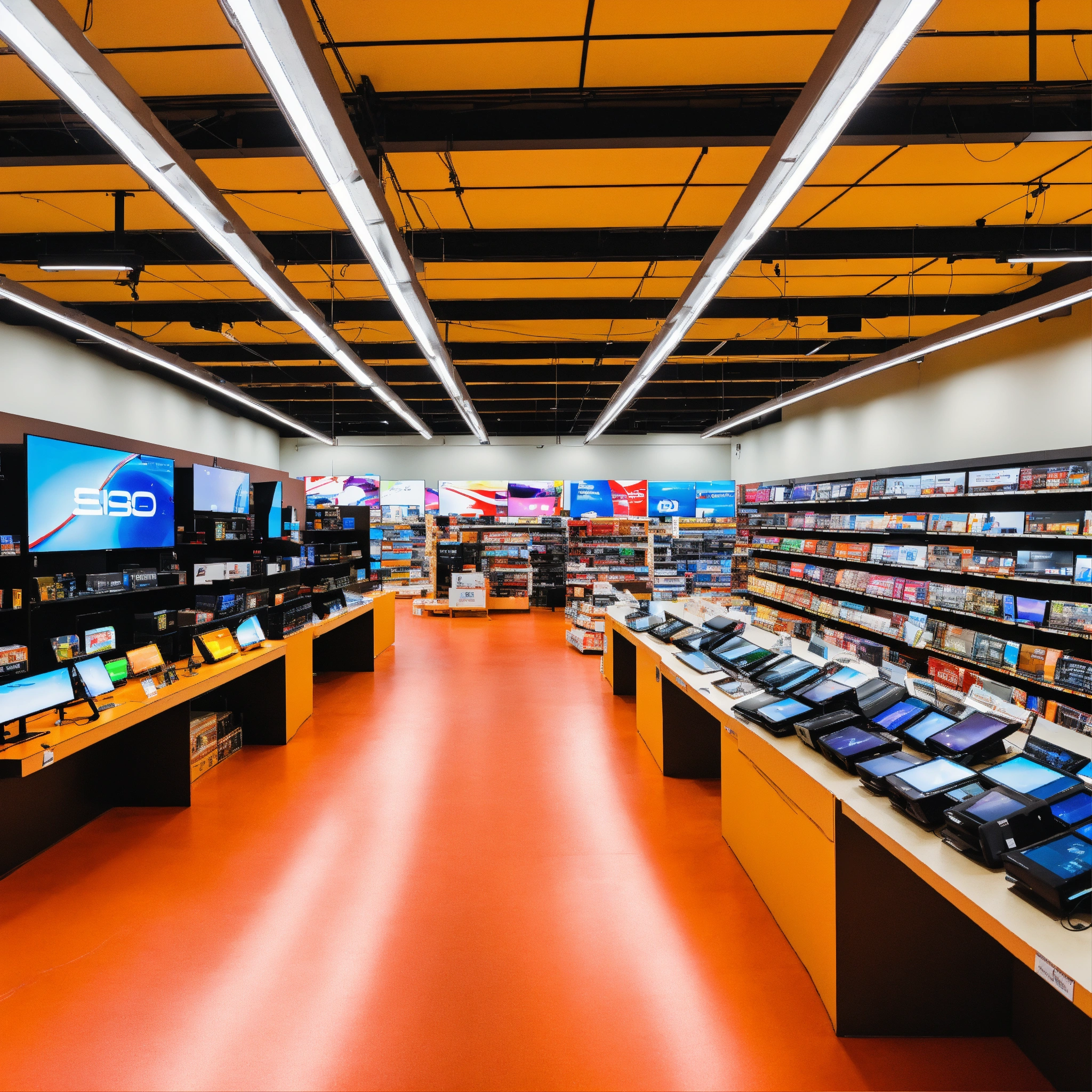 Lexica - A photo of a large electronics store. The store has a wide ...
