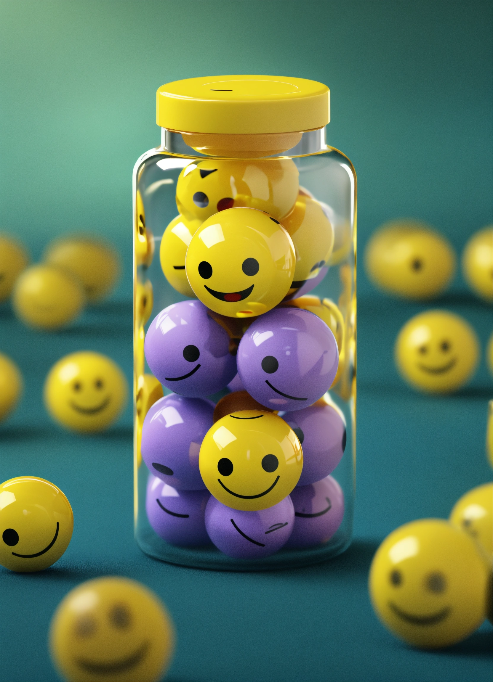 Lexica - Tiny pill capsules with smiley faces on them, inside pill ...