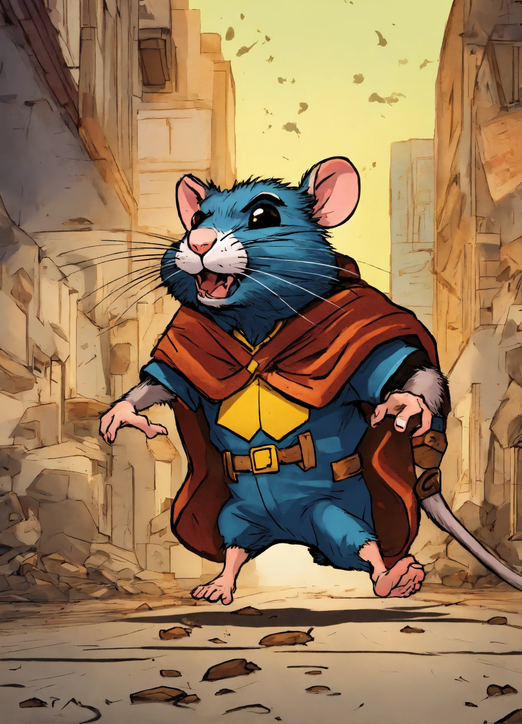 Lexica - A cap on the ground. the angry rat jumps with both feet on ...