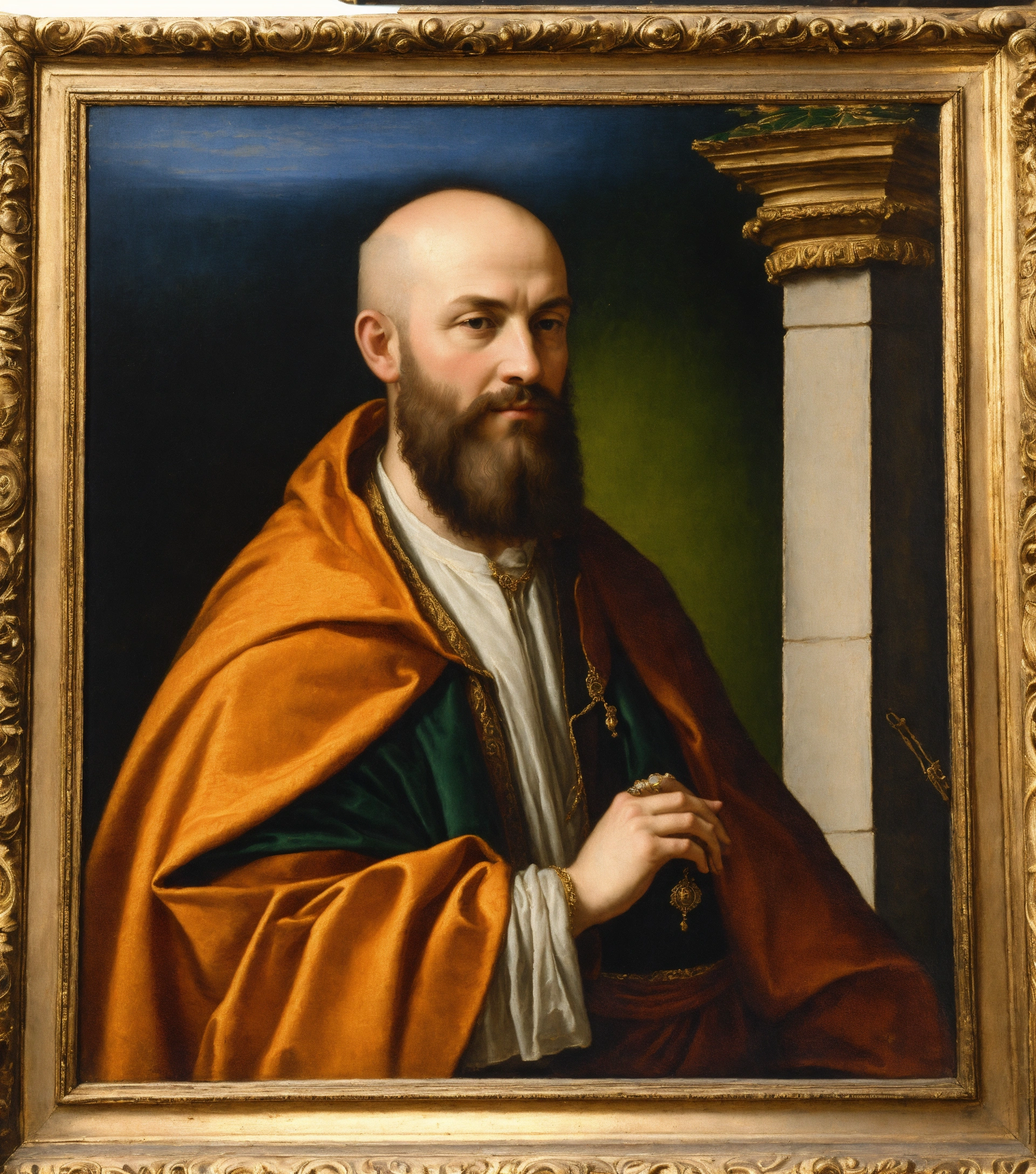 Lexica - Renaissance portrait painting of the bald prophet elisha