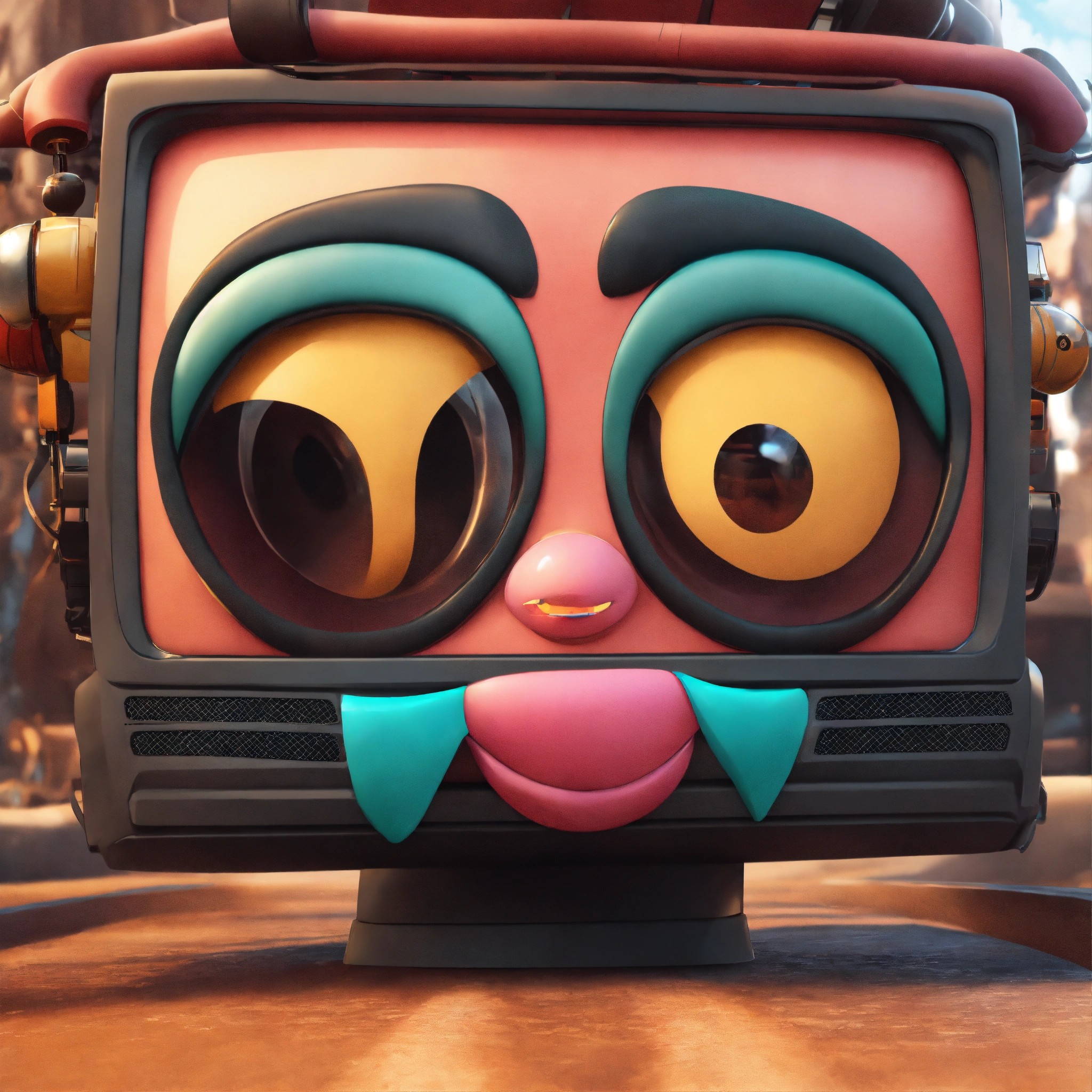 Lexica - A cartoon wave form is a mouth on the screen with 2 cartoon ...