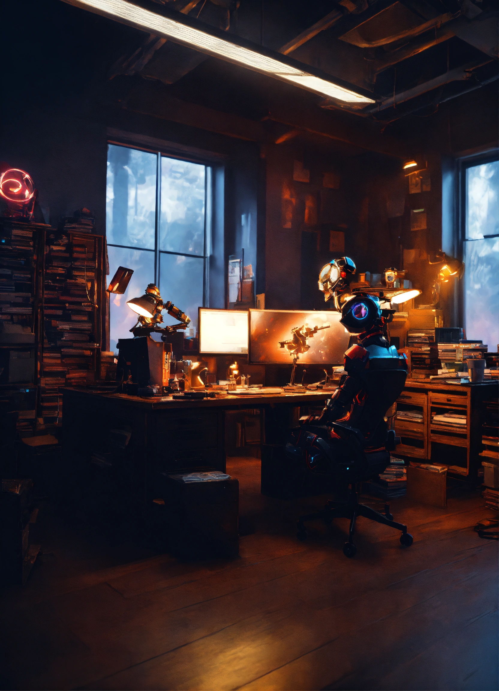 Lexica - Wide angle Environmental shot of AI Augmented Human ...