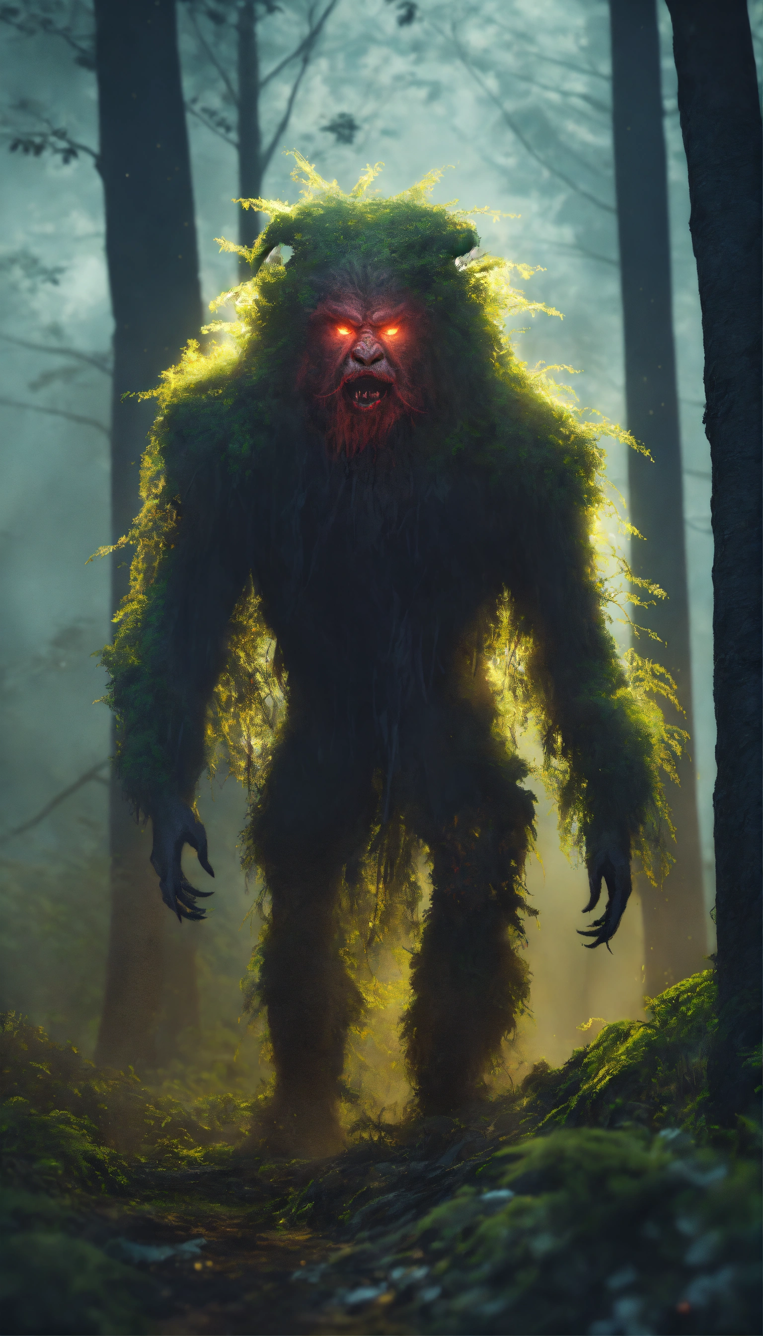 Lexica - Kapre philippines scary hairy humanoid creature, forest, foggy ...