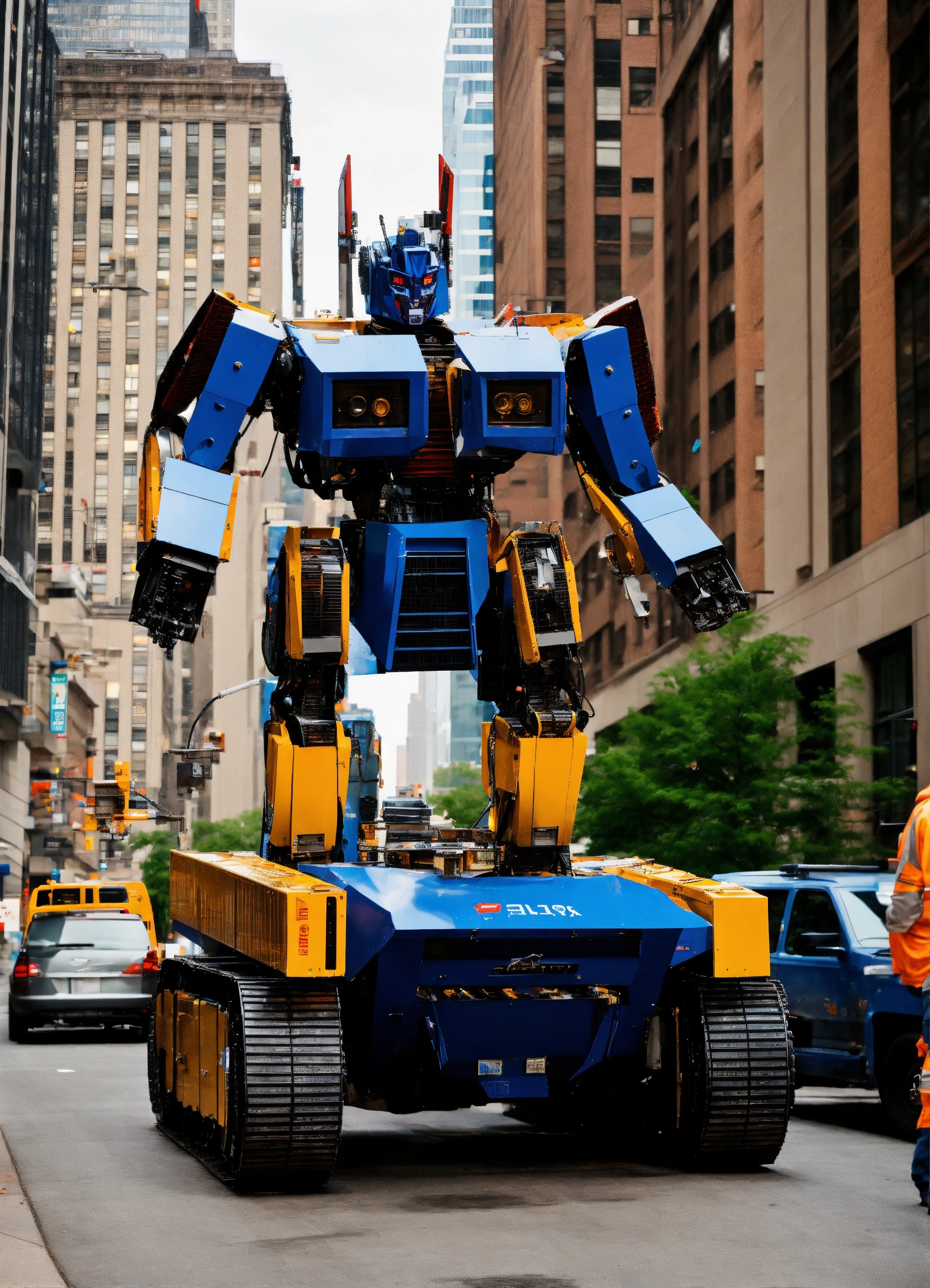 Lexica - In this photograph taken in a street in New York a robot ...