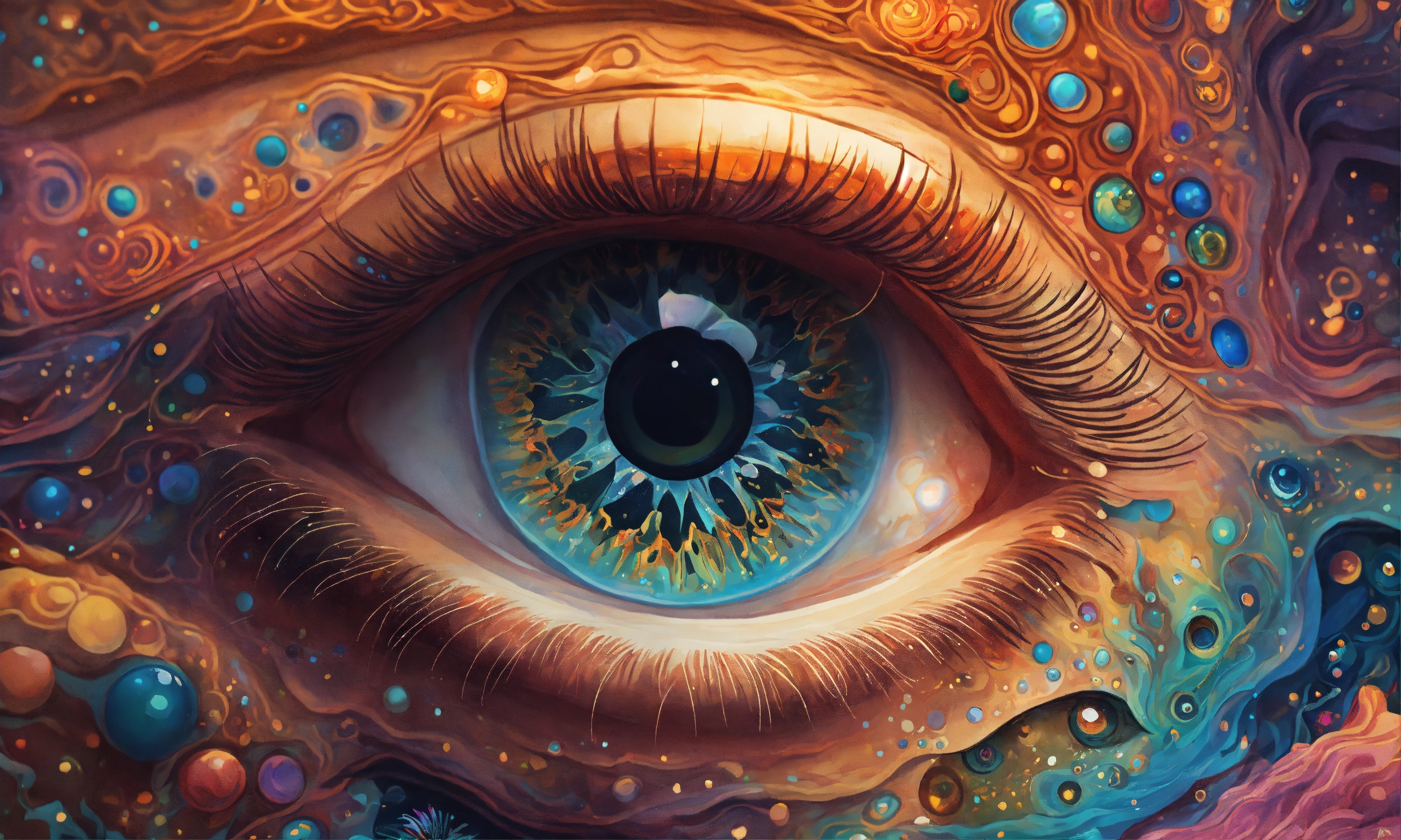 Lexica An intricately detailed illustration eye, welled up with a