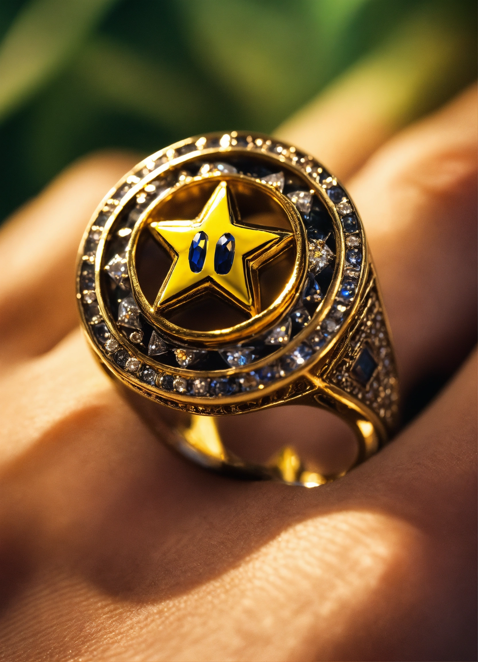 Lexica - Super mario bro portrait into a golden star ring