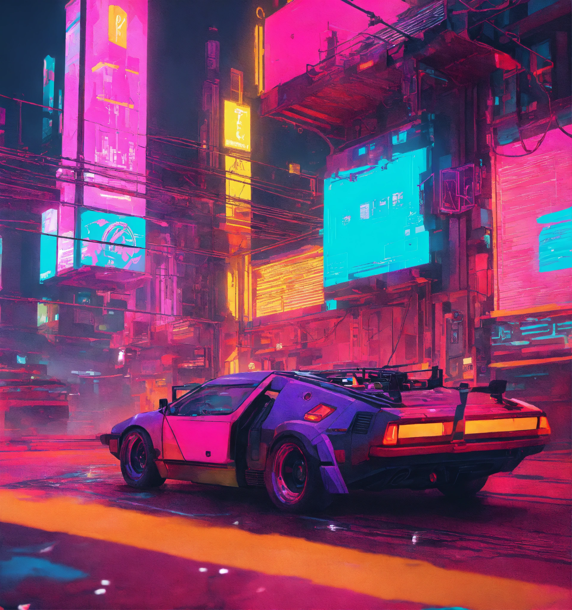 Lexica - Cyberpunk view with vibrant color palette