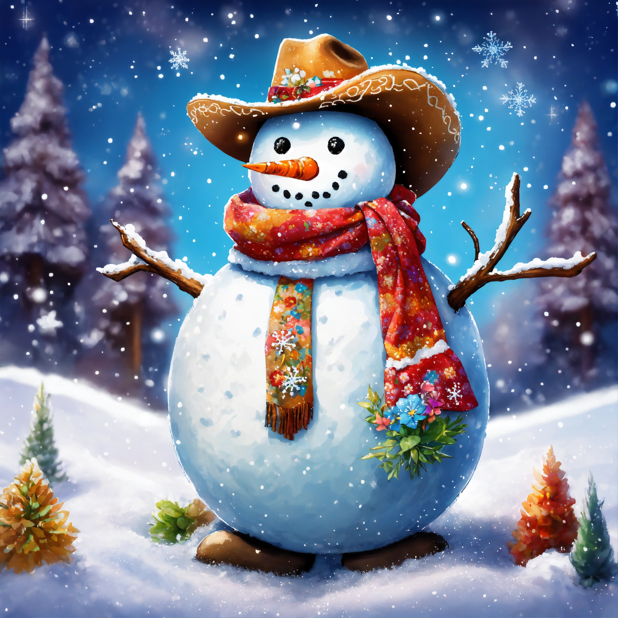 Lexica - A cute jolly happy snowman whole body wearing a beautiful ...