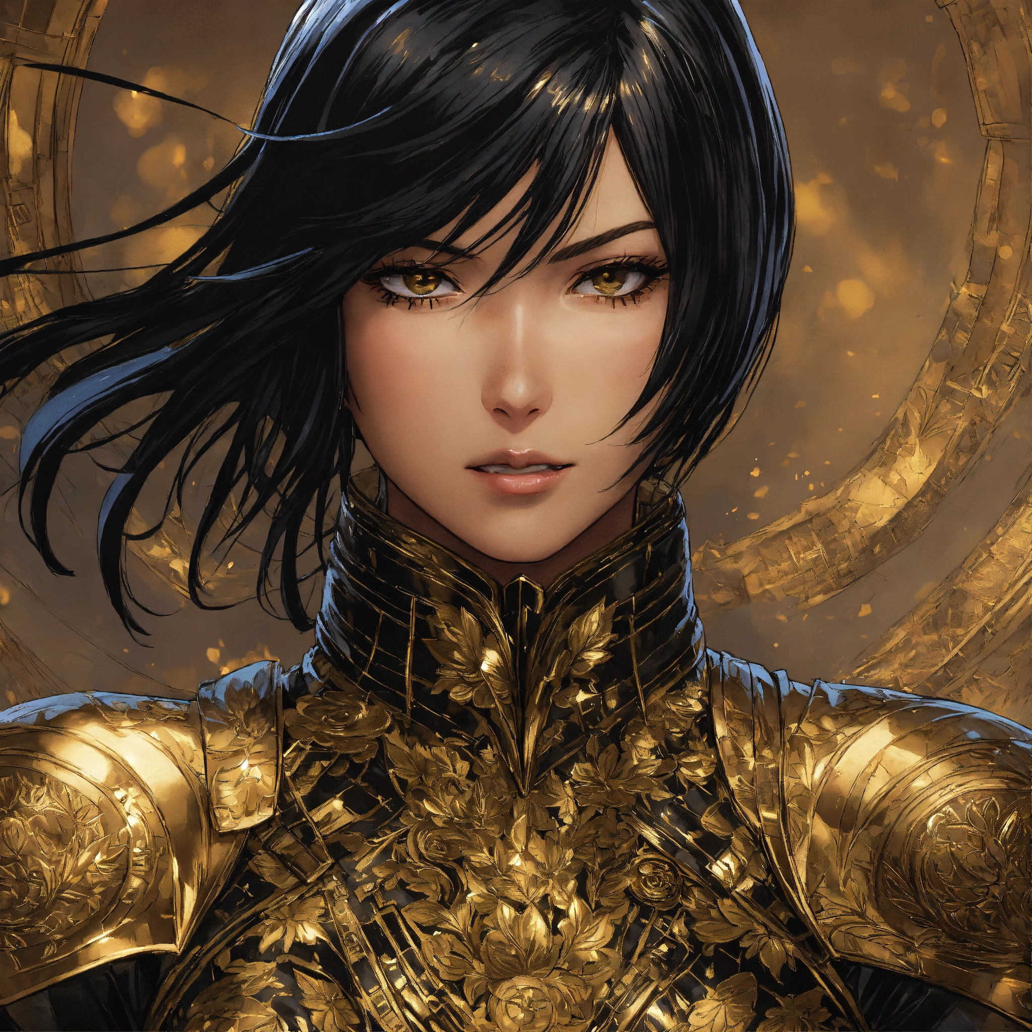 Lexica - Mikasa Ackerman in a detailed, intricate gold and black
