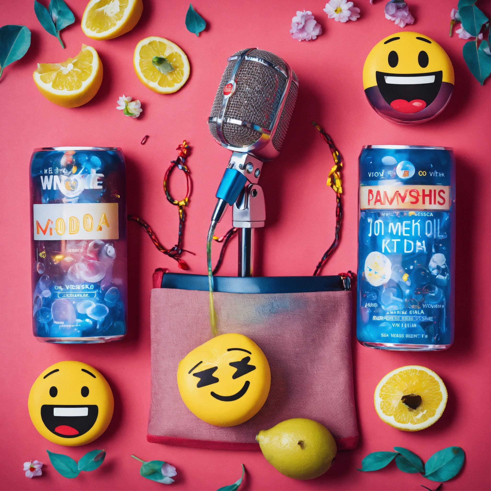 Lexica Microphone, emojis, vodka shots