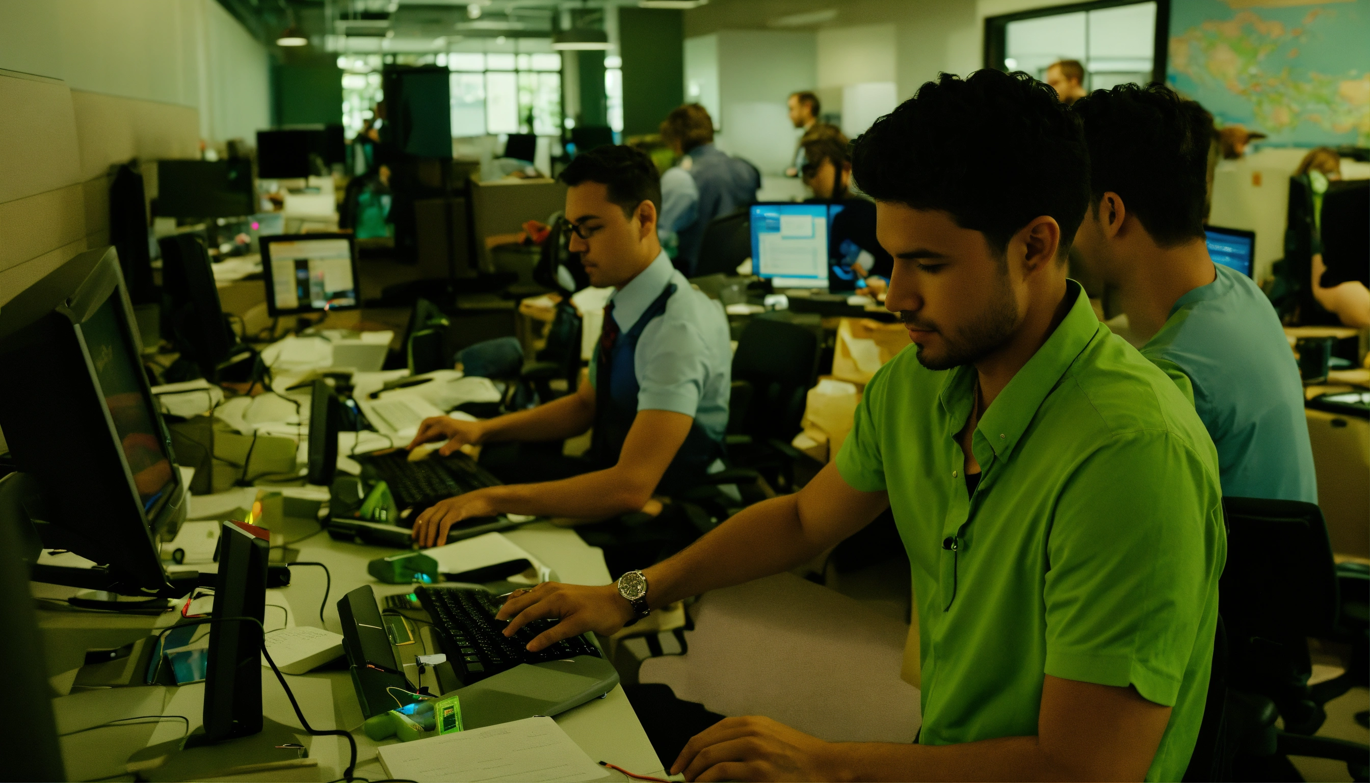 Lexica - Several people are typing on their computers in an office