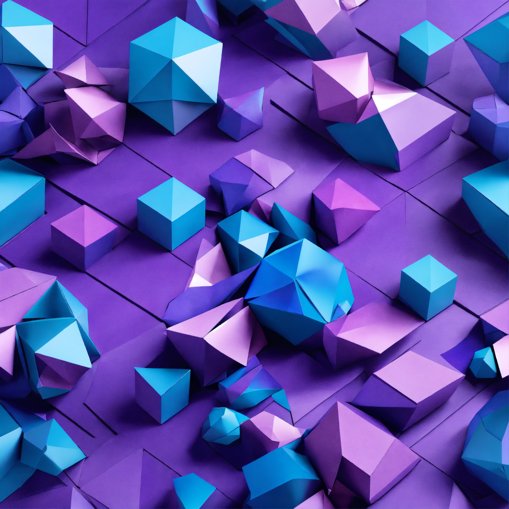 Lexica - Purple and blue 3D ABSTRACT GEOMETRIC PATTERN center figure ...